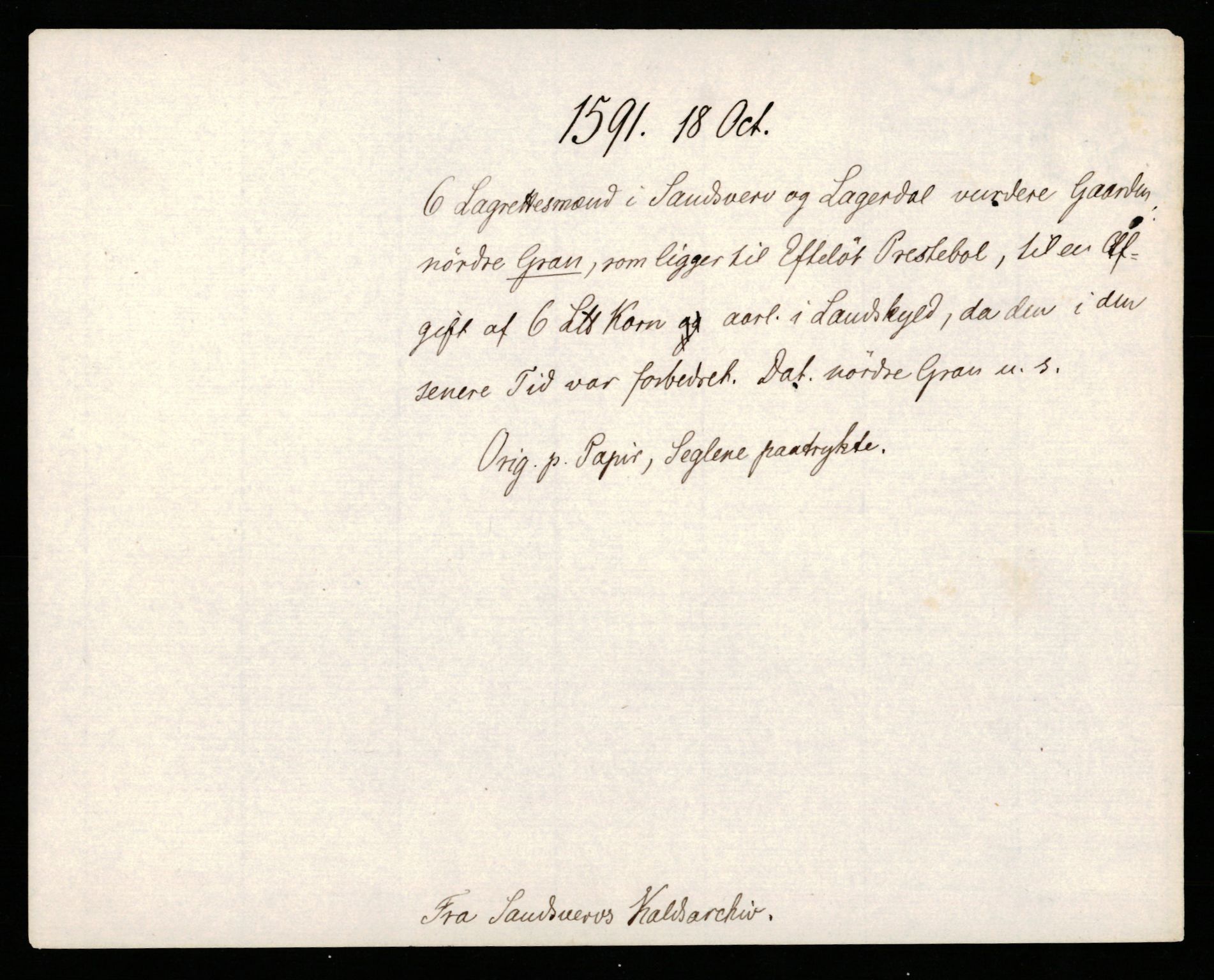 Riksarkivets diplomsamling, AV/RA-EA-5965/F35/F35b/L0003: Riksarkivets diplomer, seddelregister, 1583-1592, p. 597