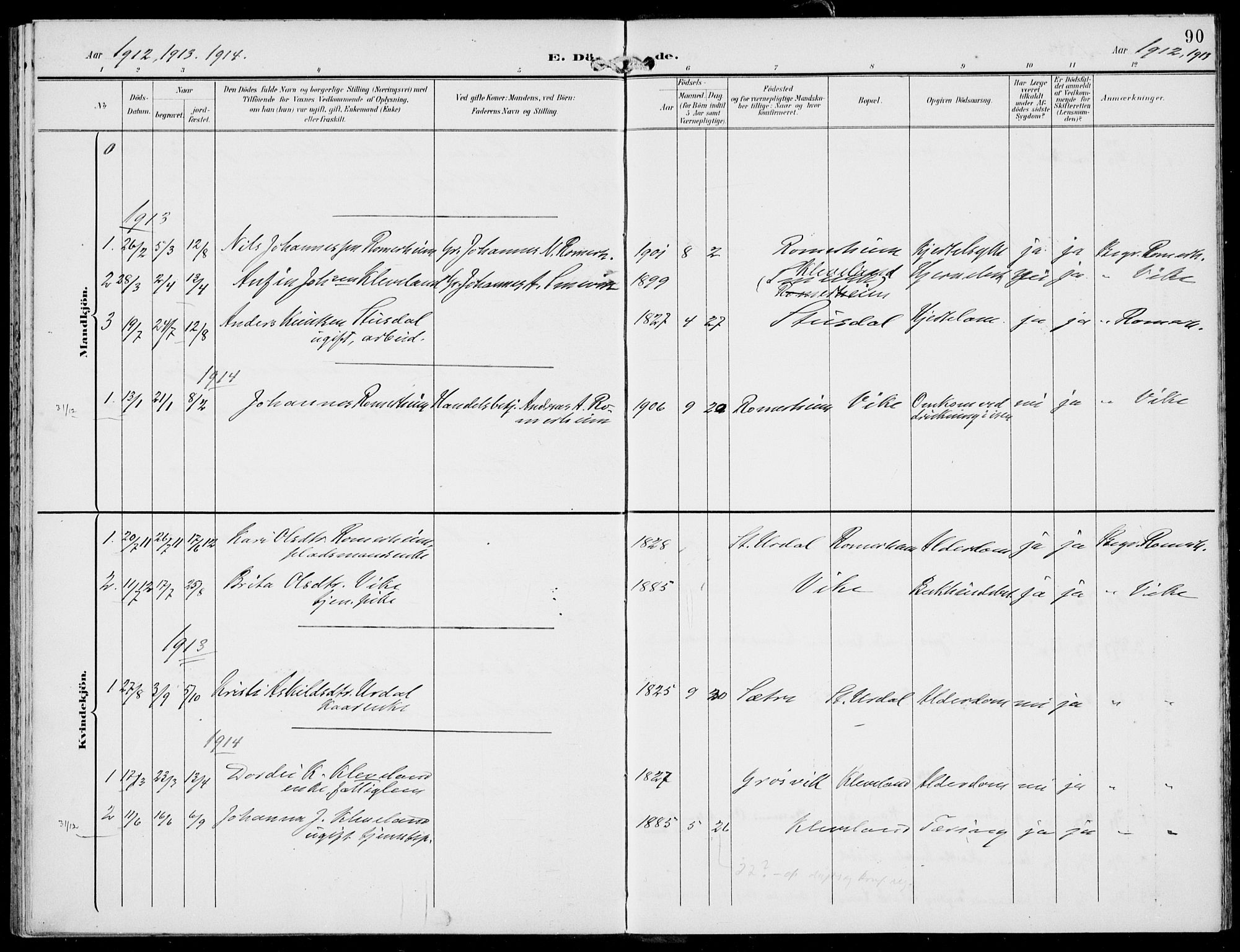 Hosanger sokneprestembete, AV/SAB-A-75801/H/Haa: Parish register (official) no. D  1, 1896-1922, p. 90