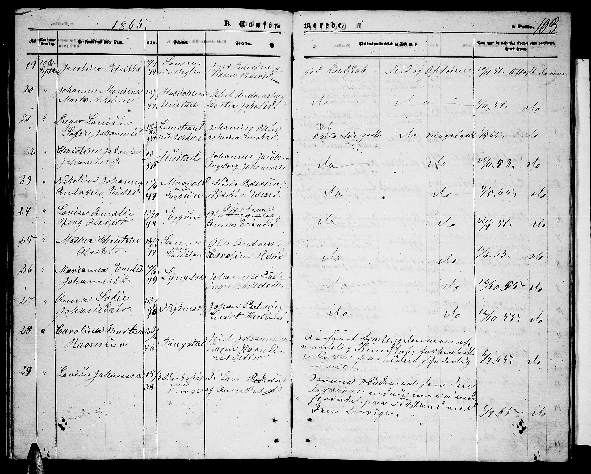 Ministerialprotokoller, klokkerbøker og fødselsregistre - Nordland, AV/SAT-A-1459/880/L1140: Parish register (copy) no. 880C02, 1861-1875, p. 103