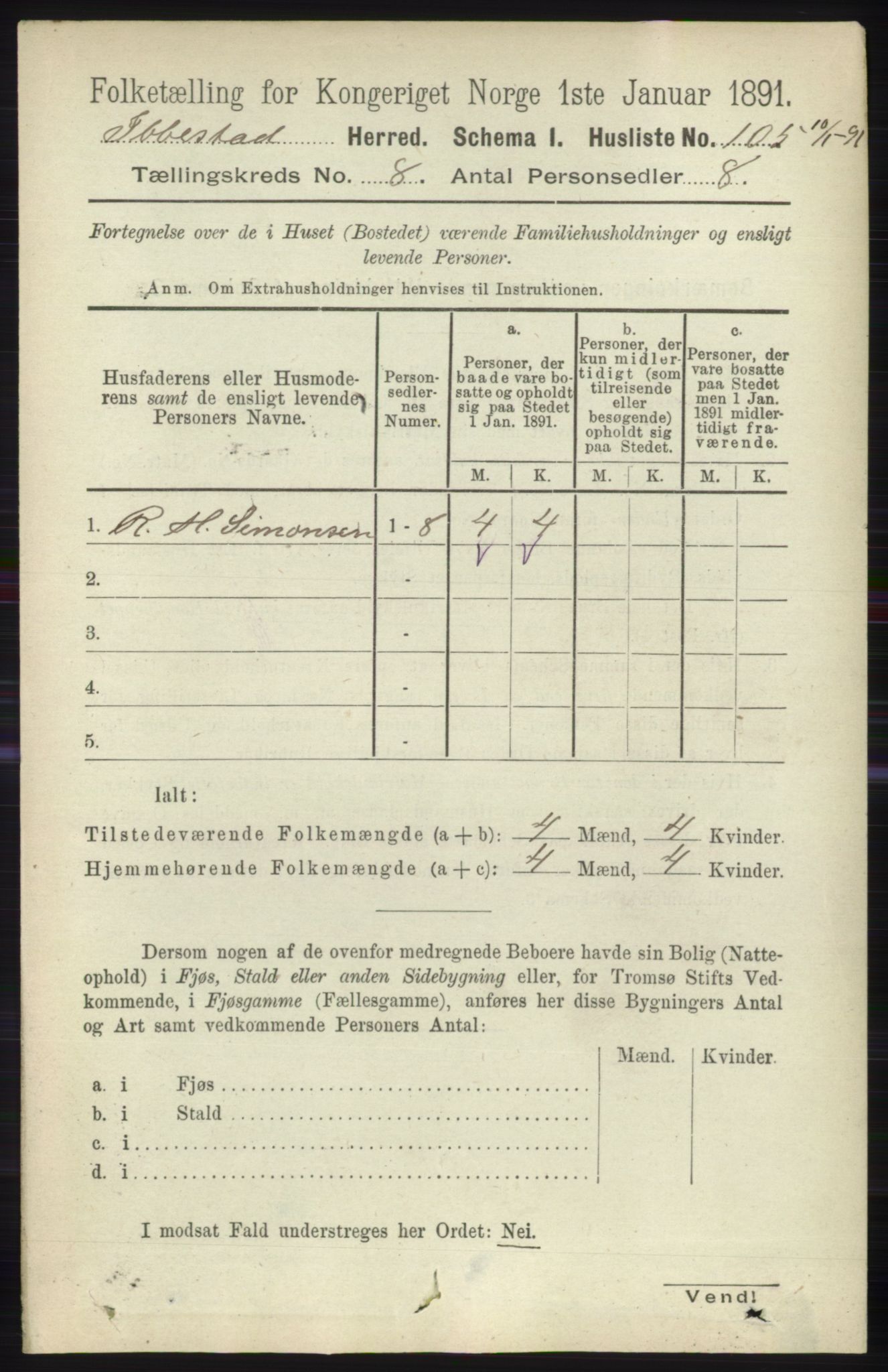 RA, 1891 census for 1917 Ibestad, 1891, p. 5237