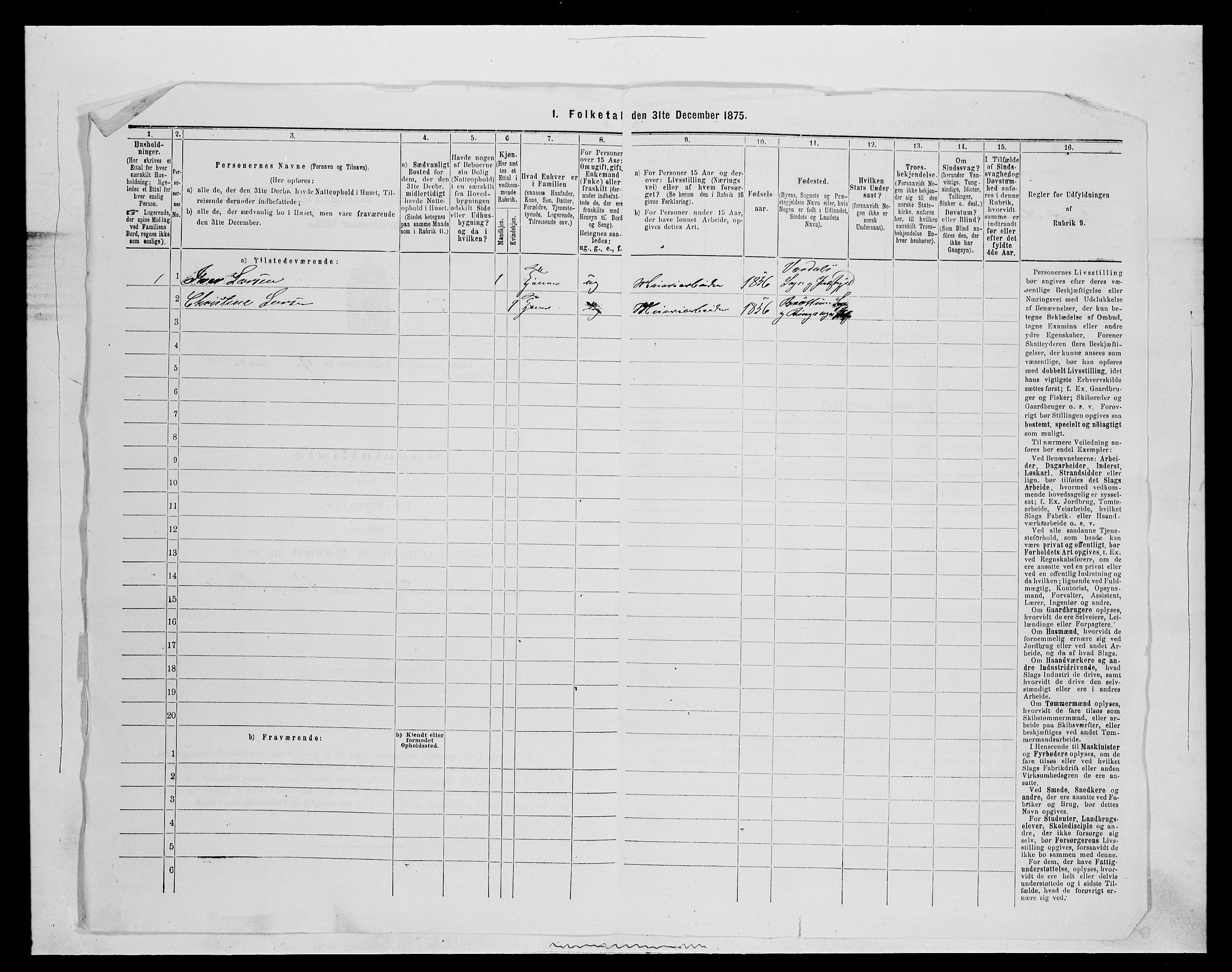 SAH, 1875 census for 0414L Vang/Vang og Furnes, 1875, p. 2153