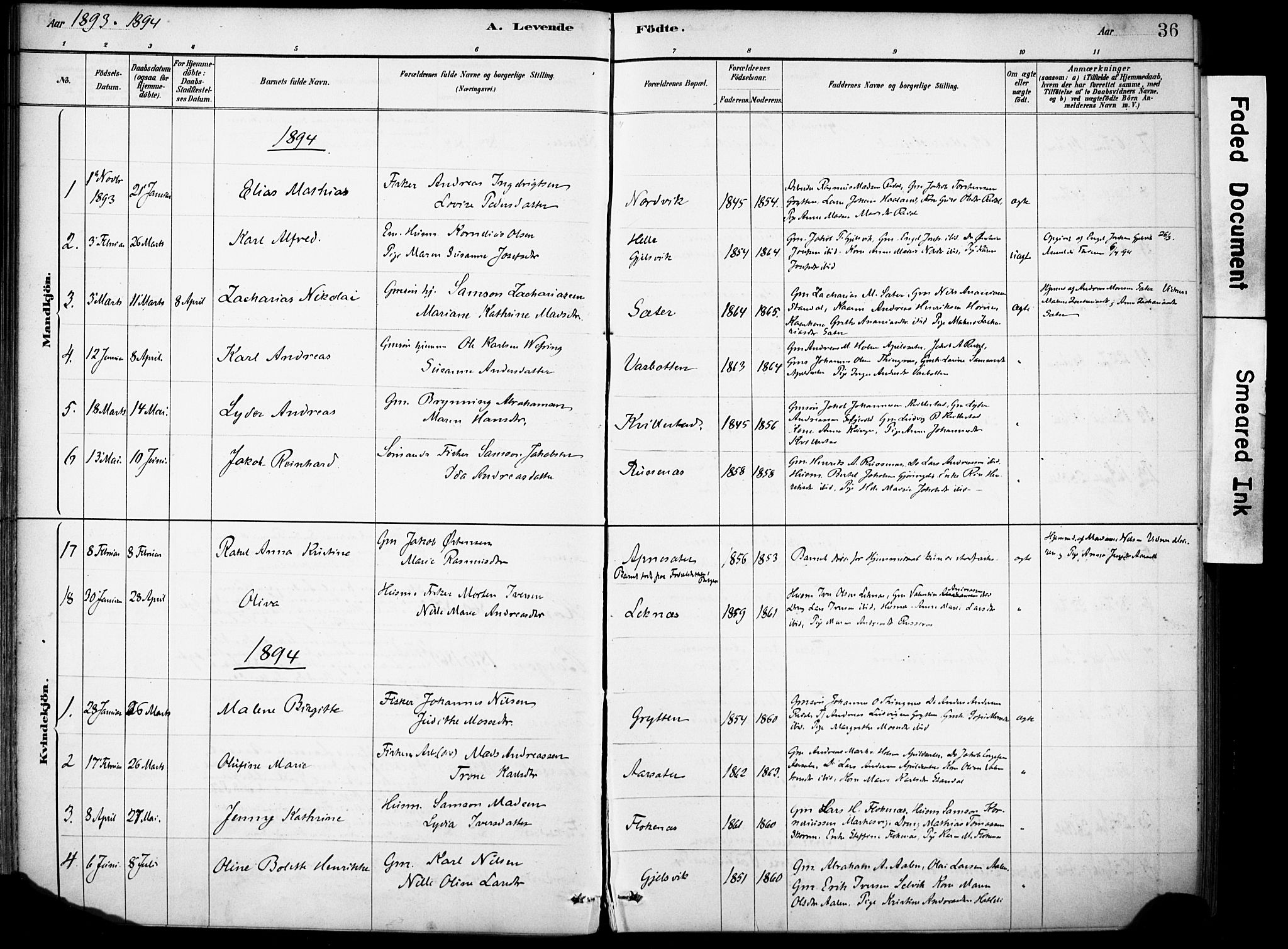 Førde sokneprestembete, AV/SAB-A-79901/H/Haa/Haae/L0001: Parish register (official) no. E 1, 1881-1911, p. 36