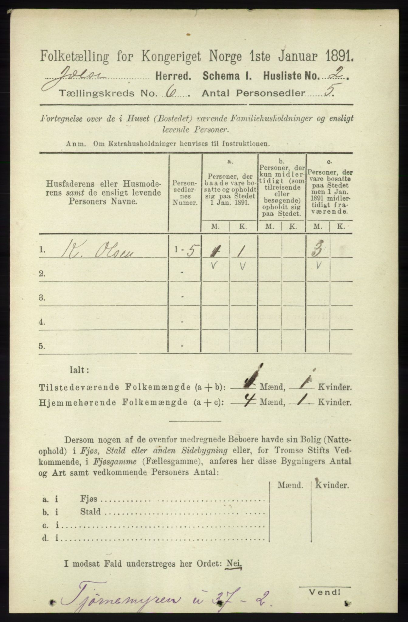 RA, 1891 census for 1138 Jelsa, 1891, p. 1154