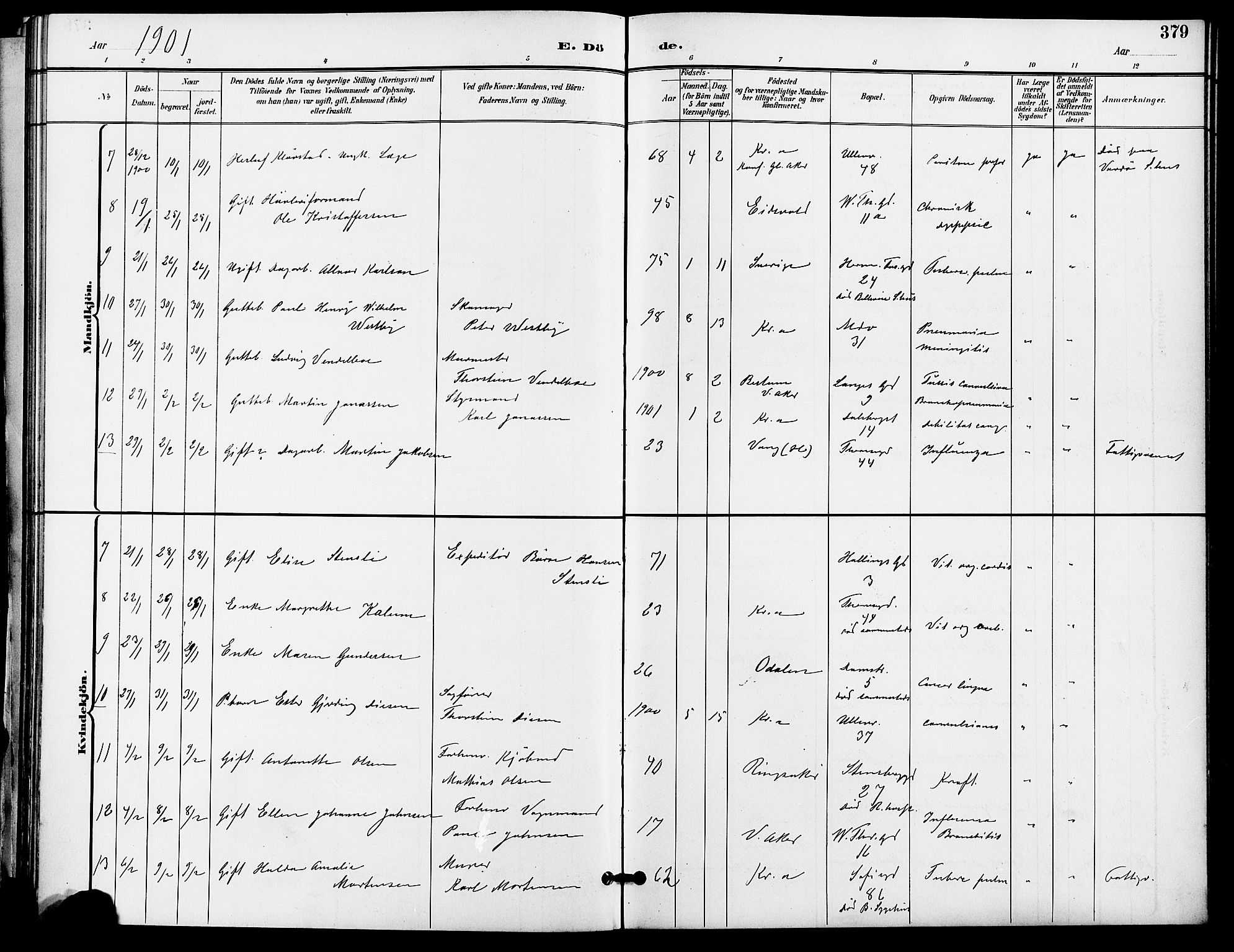 Gamle Aker prestekontor Kirkebøker, AV/SAO-A-10617a/F/L0011: Parish register (official) no. 11, 1896-1901, p. 379