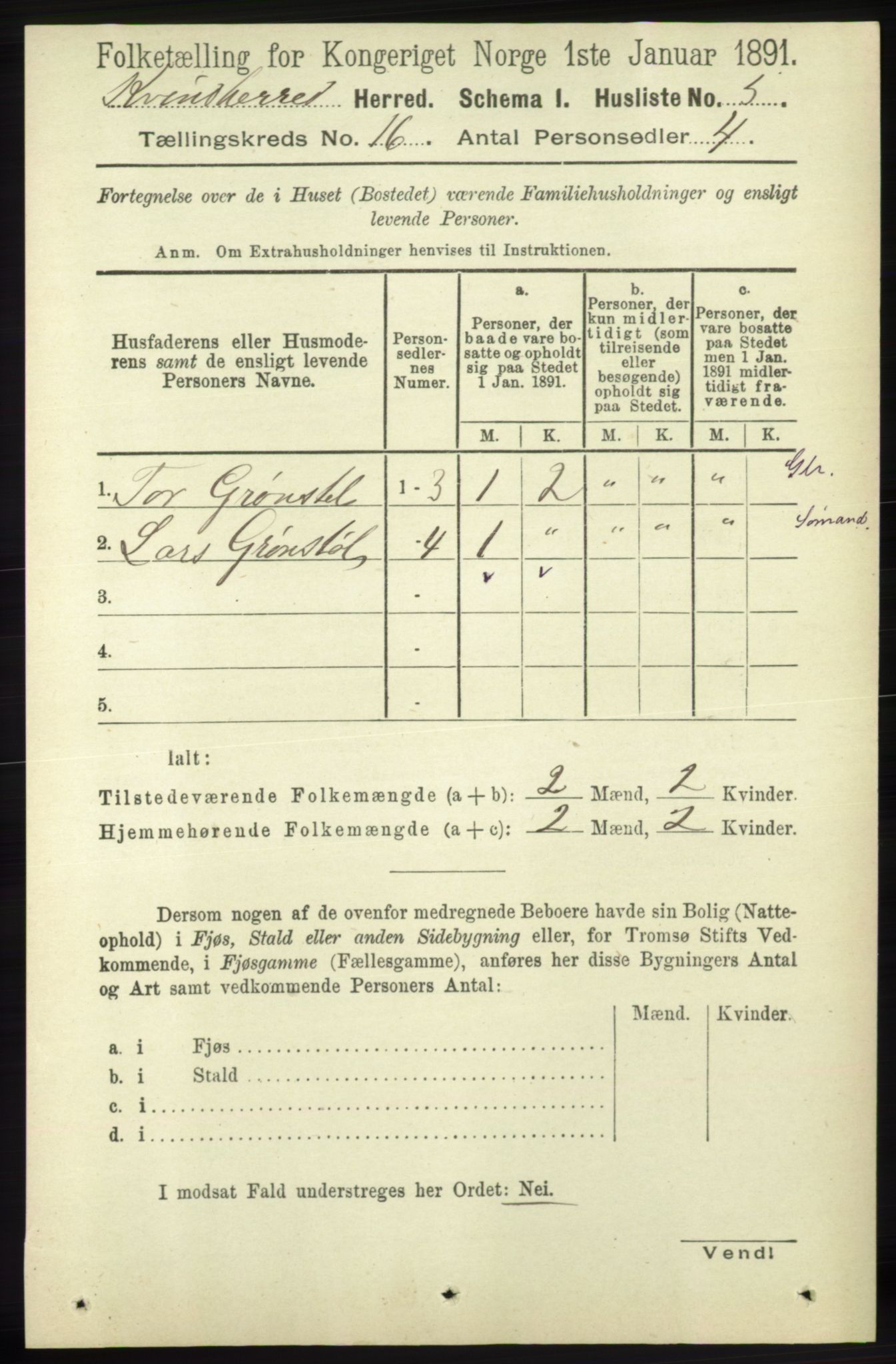 RA, 1891 census for 1224 Kvinnherad, 1891, p. 5378