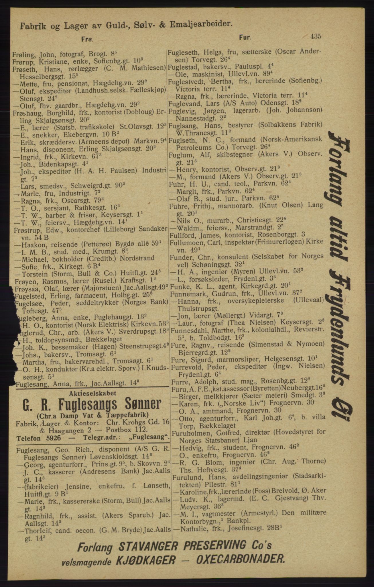 Kristiania/Oslo adressebok, PUBL/-, 1913, p. 447