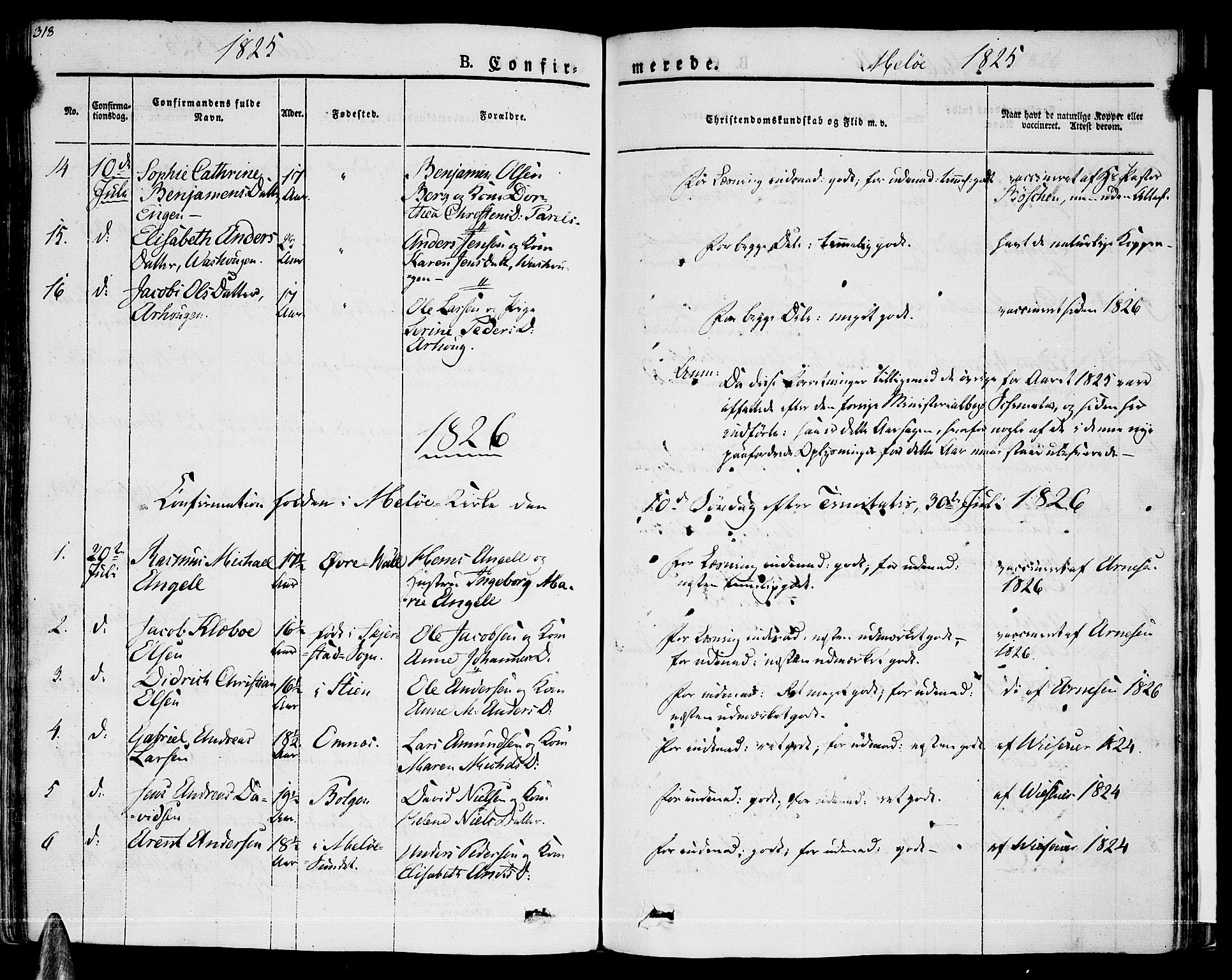 Ministerialprotokoller, klokkerbøker og fødselsregistre - Nordland, SAT/A-1459/841/L0598: Parish register (official) no. 841A06 /2, 1825-1844, p. 318