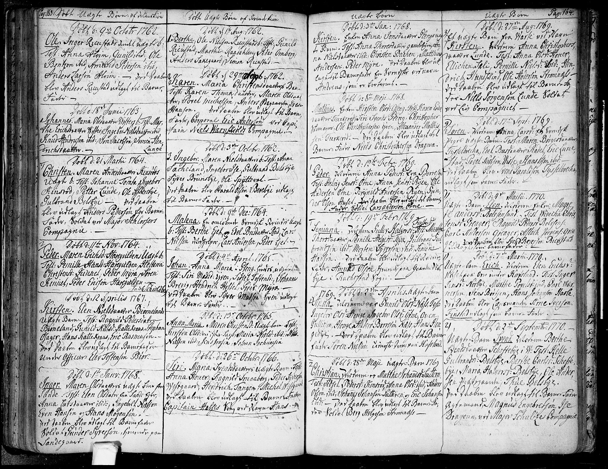 Tune prestekontor Kirkebøker, AV/SAO-A-2007/F/Fa/L0002: Parish register (official) no. 2, 1758-1781, p. 163-164