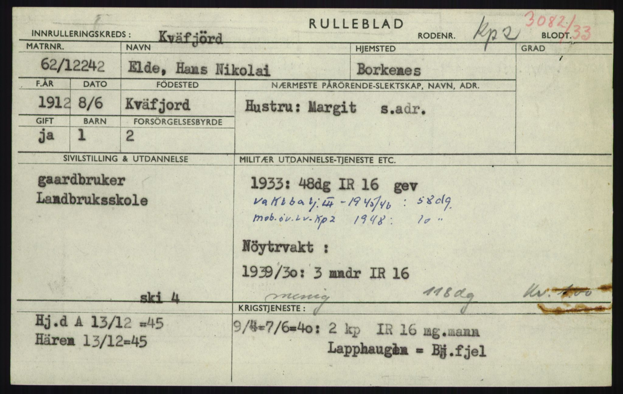 Forsvaret, Troms infanteriregiment nr. 16, AV/RA-RAFA-3146/P/Pa/L0017: Rulleblad for regimentets menige mannskaper, årsklasse 1933, 1933, p. 221