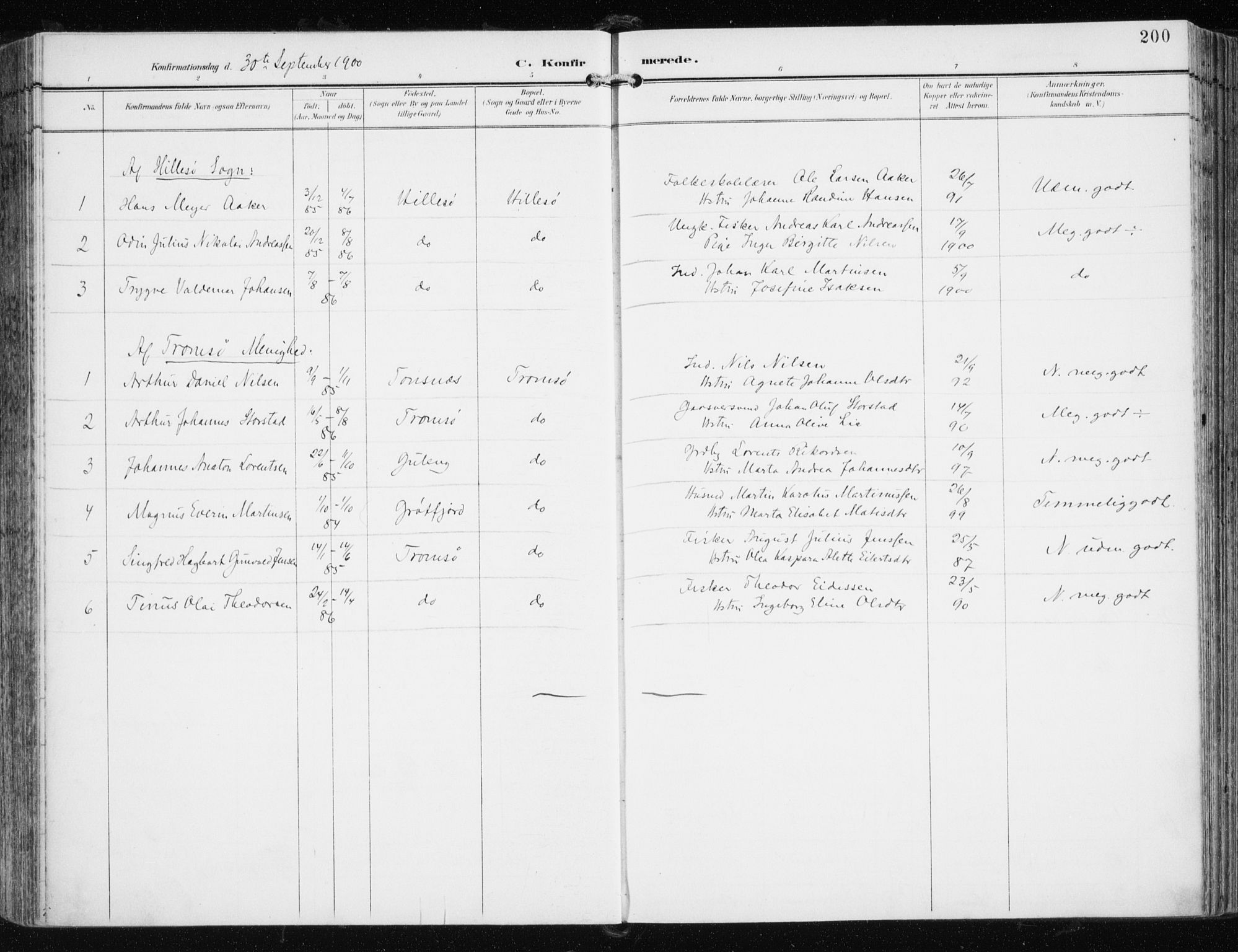 Tromsøysund sokneprestkontor, AV/SATØ-S-1304/G/Ga/L0006kirke: Parish register (official) no. 6, 1897-1906, p. 200