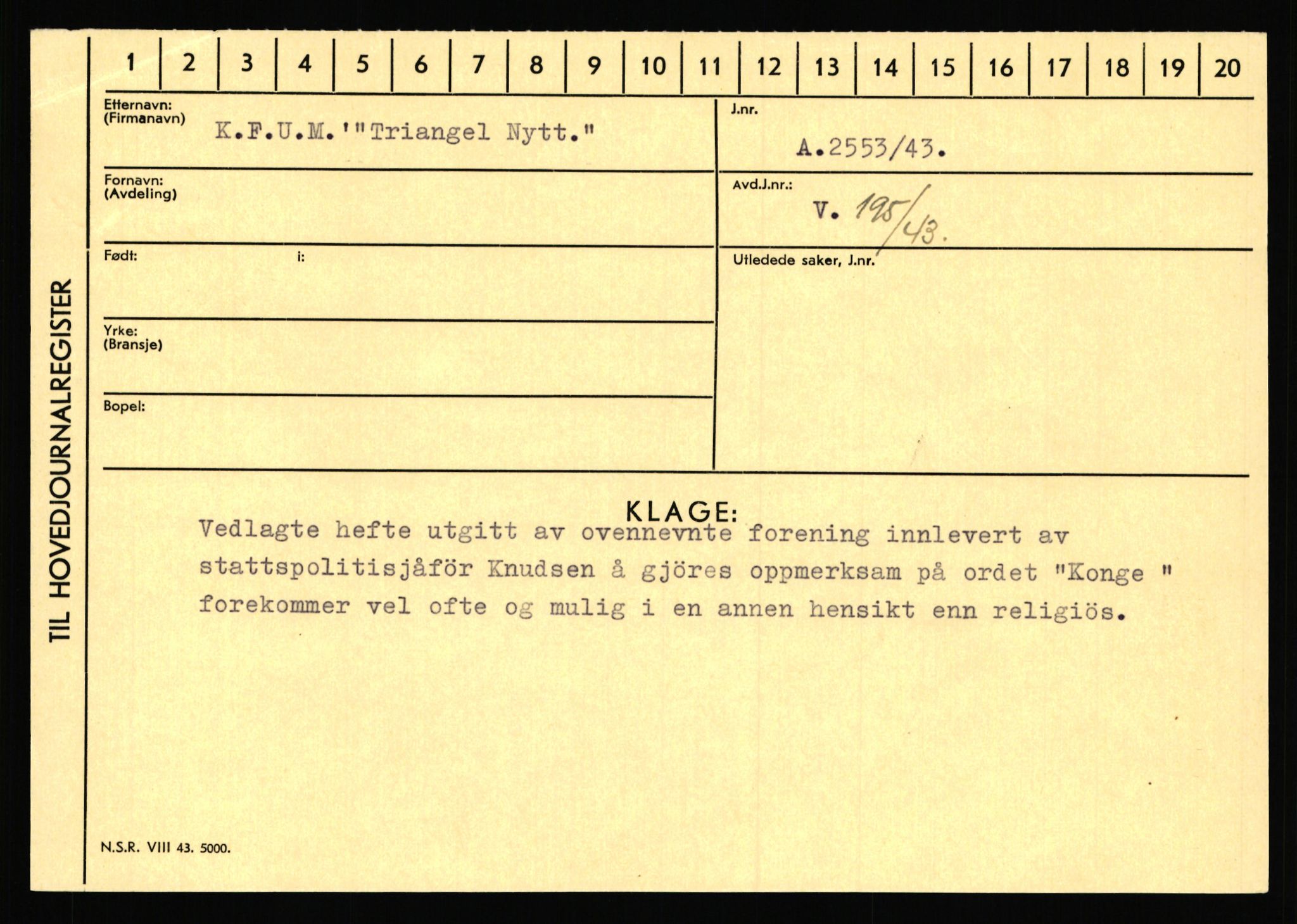 Statspolitiet - Hovedkontoret / Osloavdelingen, AV/RA-S-1329/C/Ca/L0008: Johan(nes)sen - Knoph, 1943-1945, p. 3994