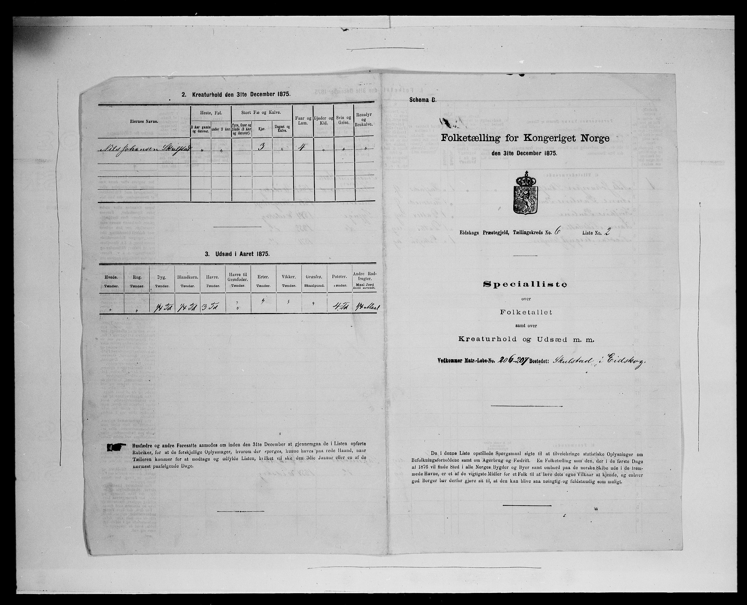 SAH, 1875 census for 0420P Eidskog, 1875, p. 962