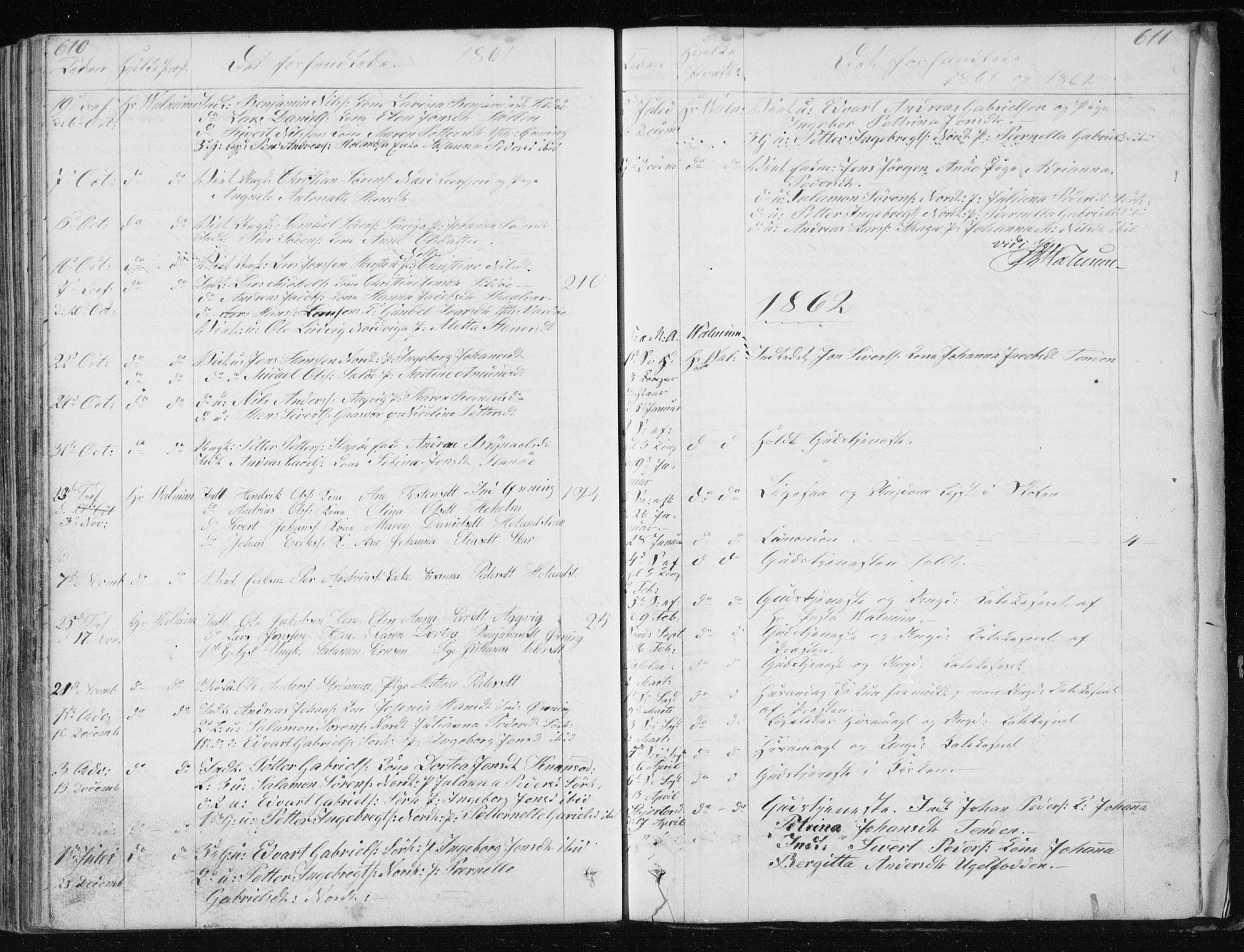 Ministerialprotokoller, klokkerbøker og fødselsregistre - Nordland, AV/SAT-A-1459/834/L0511: Parish register (copy) no. 834C02, 1848-1862, p. 610-611