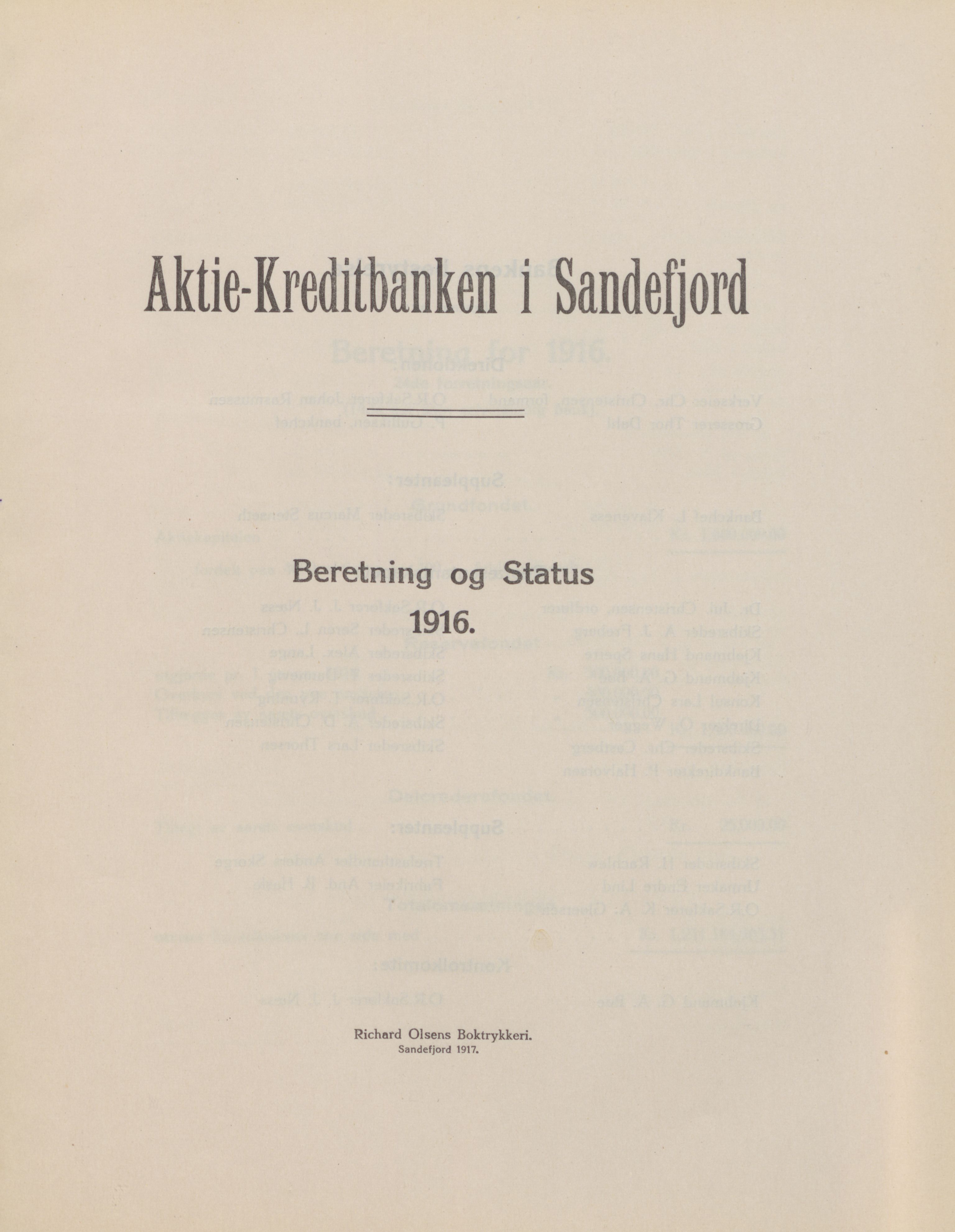 Privatbanken i Sandefjord AS, VEMU/ARS-A-1256/X/L0001: Årsberetninger, 1912-1929, p. 31