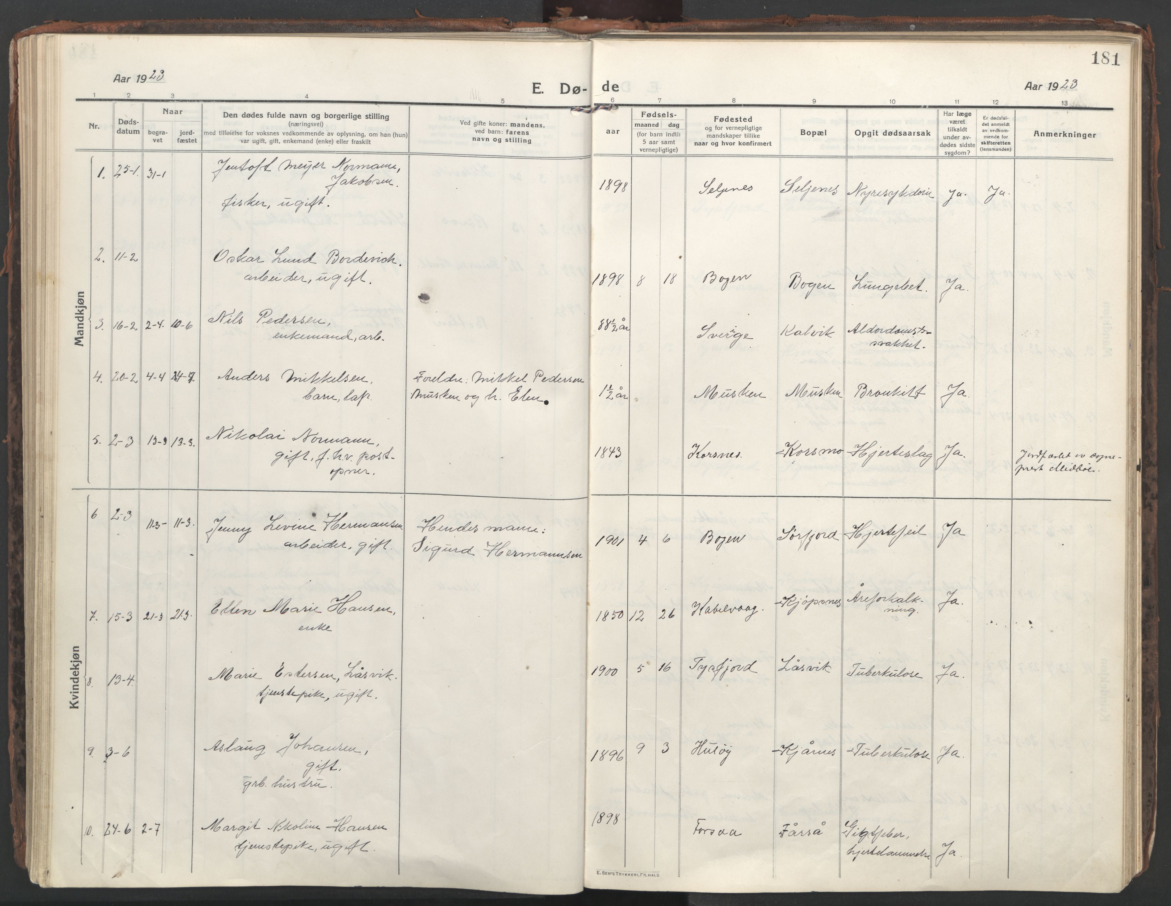 Ministerialprotokoller, klokkerbøker og fødselsregistre - Nordland, AV/SAT-A-1459/861/L0872: Parish register (official) no. 861A07, 1915-1924, p. 181