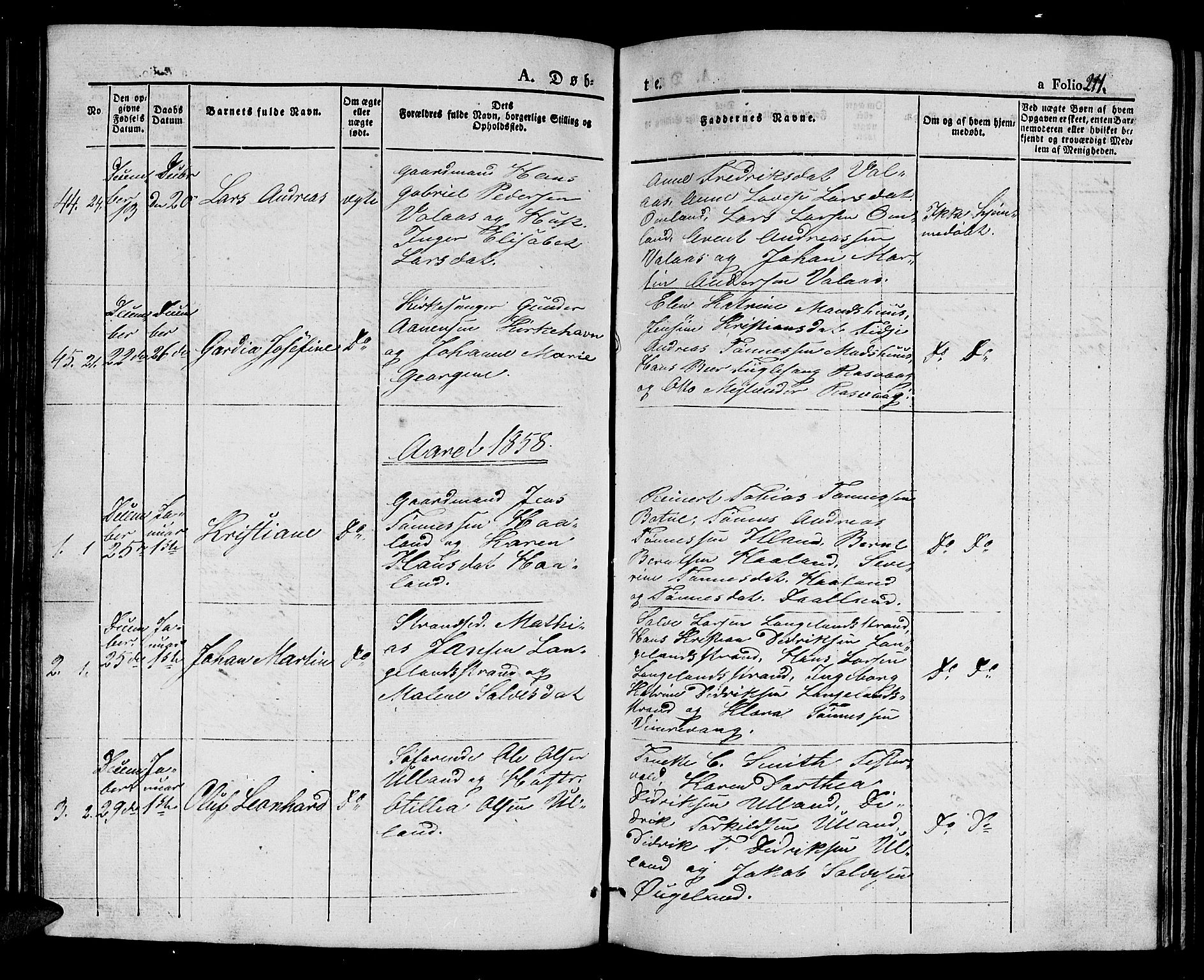 Flekkefjord sokneprestkontor, AV/SAK-1111-0012/F/Fb/Fbb/L0002: Parish register (copy) no. B 2a, 1831-1866, p. 211