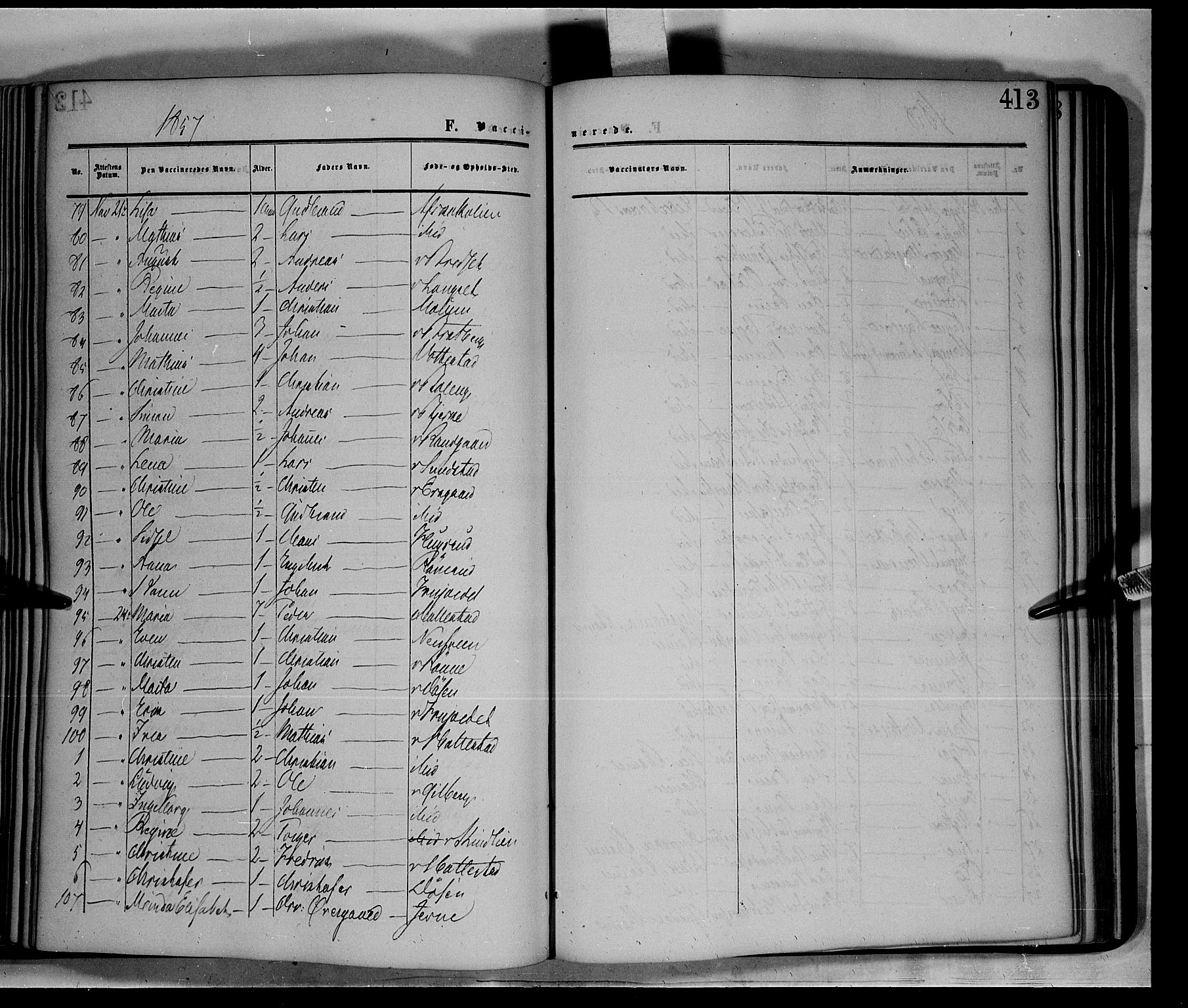 Fåberg prestekontor, SAH/PREST-086/H/Ha/Haa/L0006: Parish register (official) no. 6B, 1855-1867, p. 413
