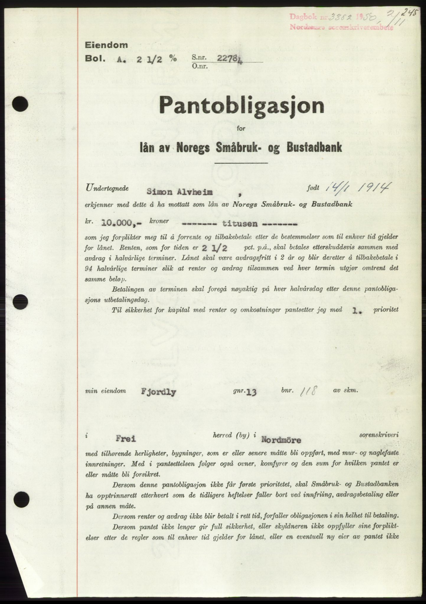 Nordmøre sorenskriveri, AV/SAT-A-4132/1/2/2Ca: Mortgage book no. B106, 1950-1950, Diary no: : 3382/1950