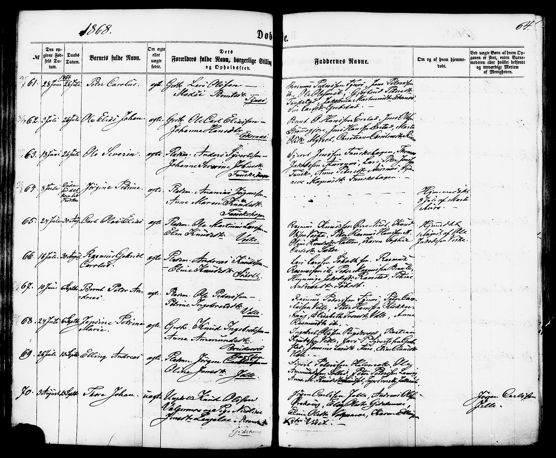 Ministerialprotokoller, klokkerbøker og fødselsregistre - Møre og Romsdal, AV/SAT-A-1454/522/L0314: Parish register (official) no. 522A09, 1863-1877, p. 64