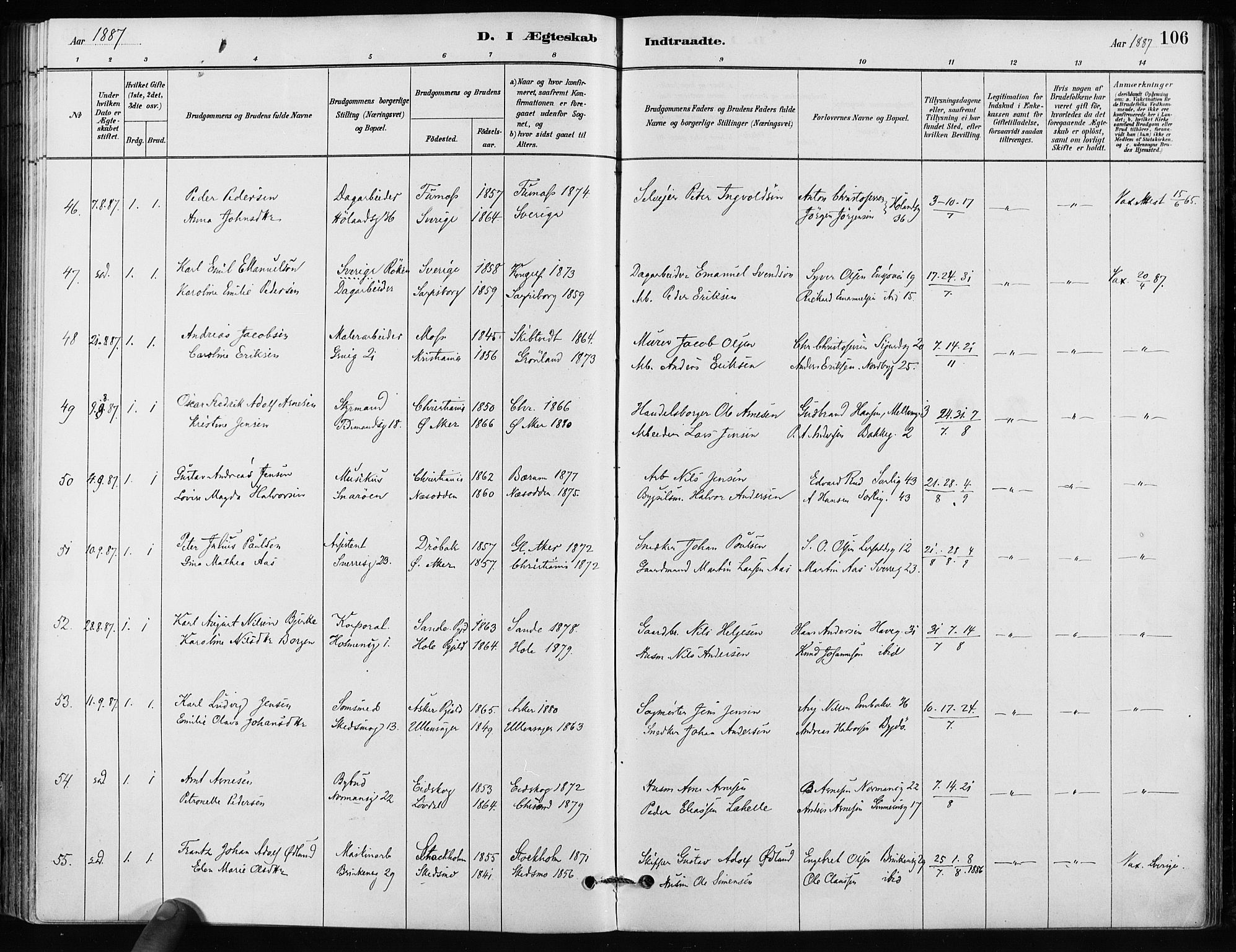 Kampen prestekontor Kirkebøker, AV/SAO-A-10853/F/Fa/L0002: Parish register (official) no. I 2, 1880-1888, p. 106