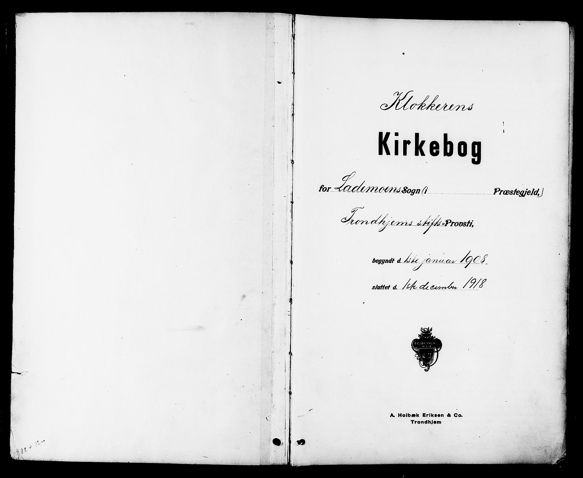 Ministerialprotokoller, klokkerbøker og fødselsregistre - Sør-Trøndelag, AV/SAT-A-1456/605/L0254: Parish register (copy) no. 605C01, 1908-1916