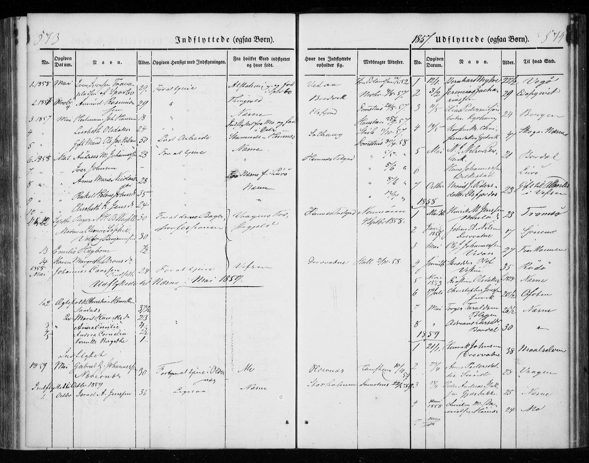 Ministerialprotokoller, klokkerbøker og fødselsregistre - Nordland, AV/SAT-A-1459/825/L0355: Parish register (official) no. 825A09, 1842-1863, p. 573-574