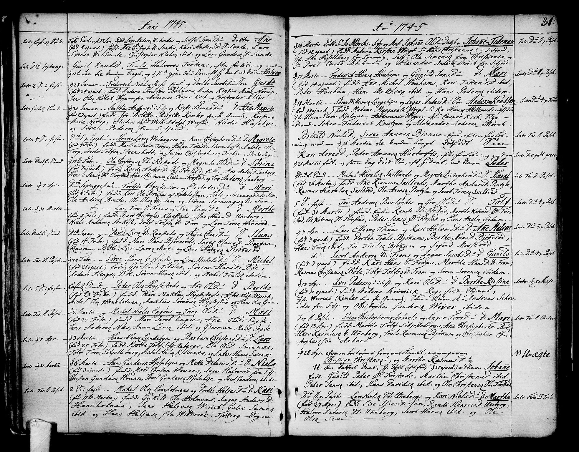 Sandar kirkebøker, AV/SAKO-A-243/F/Fa/L0002: Parish register (official) no. 2, 1733-1788, p. 31