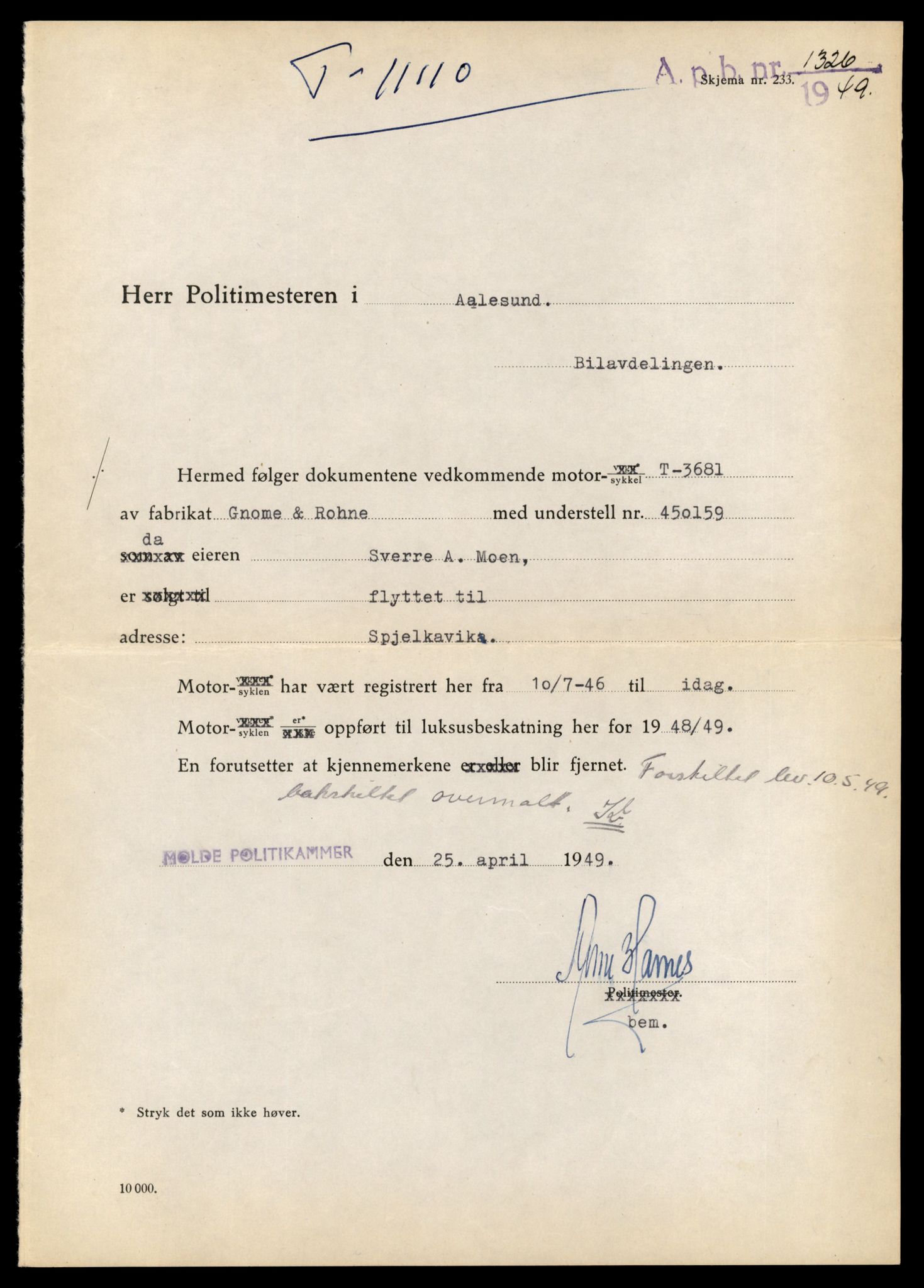 Møre og Romsdal vegkontor - Ålesund trafikkstasjon, AV/SAT-A-4099/F/Fe/L0026: Registreringskort for kjøretøy T 11046 - T 11160, 1927-1998, p. 1877