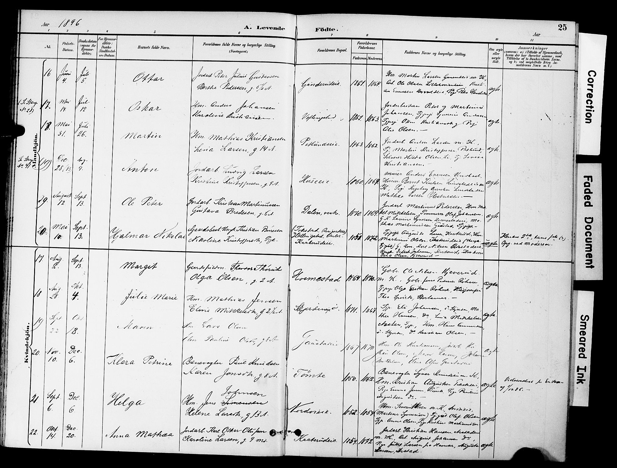 Stange prestekontor, AV/SAH-PREST-002/K/L0021: Parish register (official) no. 21, 1891-1902, p. 25