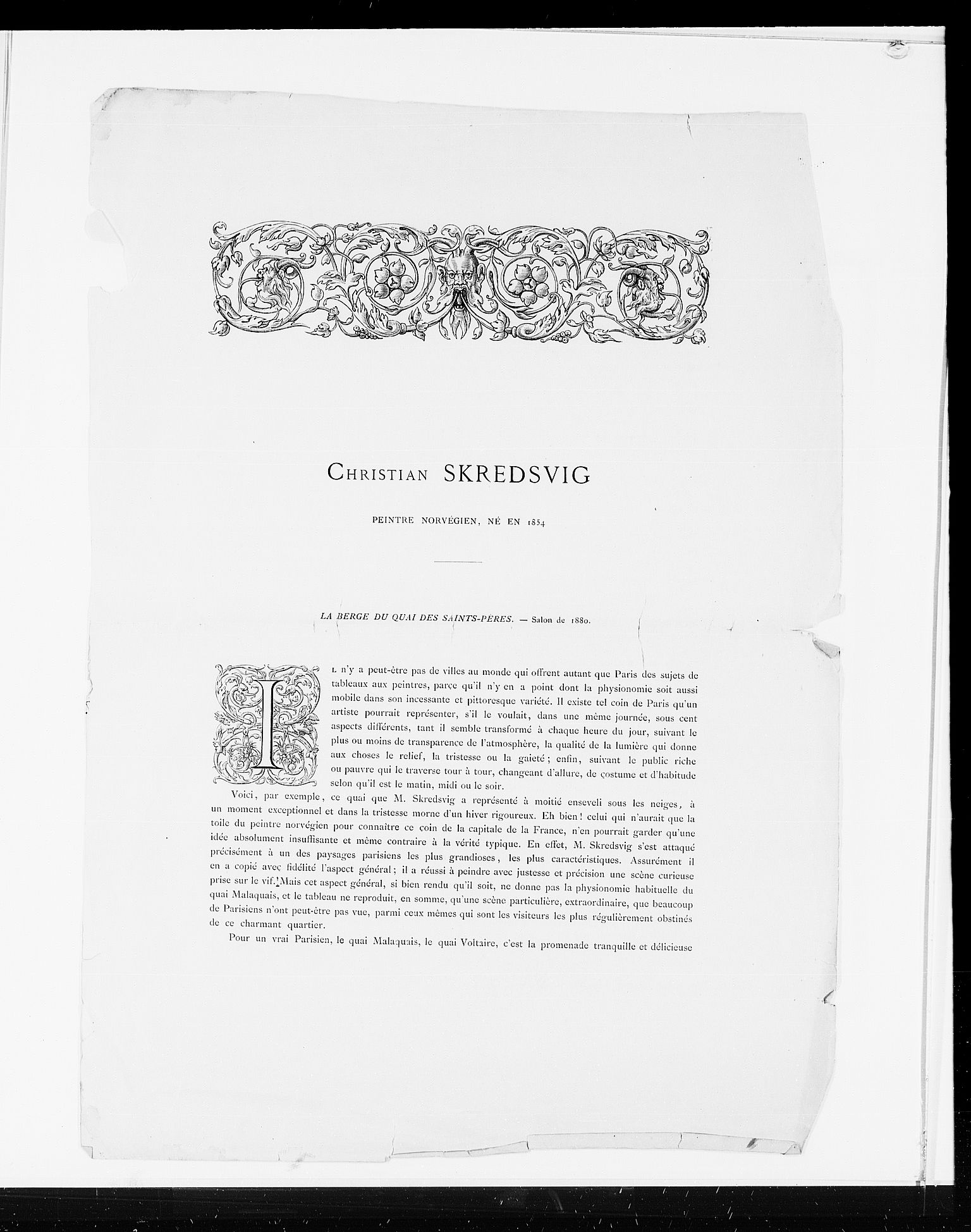 Skredsvig, Christian, AV/RA-PA-0353/E/L0007: Forskjellig materilae vedrørende Christian Skredsvigs kunst, 1881-1924