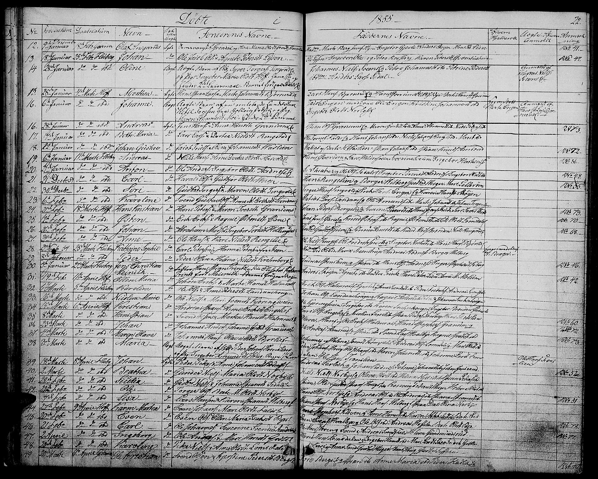 Søndre Land prestekontor, SAH/PREST-122/L/L0001: Parish register (copy) no. 1, 1849-1883, p. 22