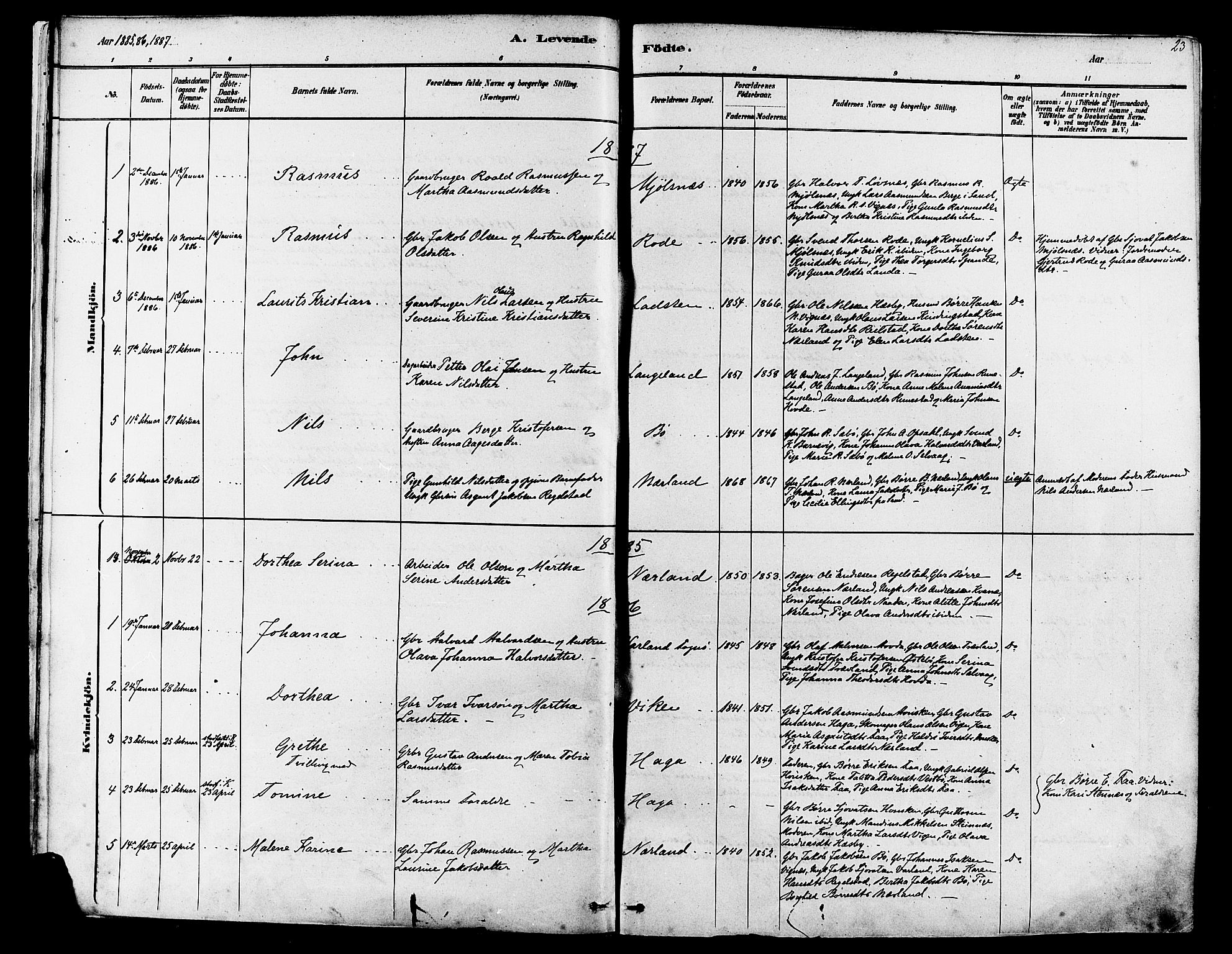 Finnøy sokneprestkontor, AV/SAST-A-101825/H/Ha/Haa/L0010: Parish register (official) no. A 10, 1879-1890, p. 23