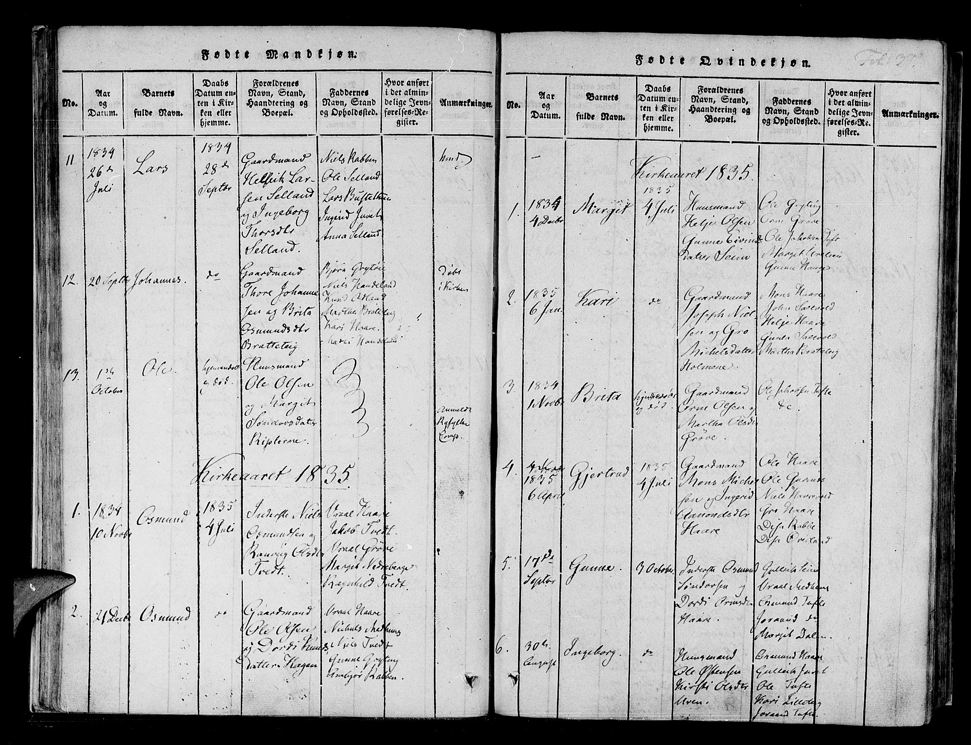 Røldal sokneprestembete, SAB/A-100247: Parish register (official) no. A 2, 1817-1856, p. 39