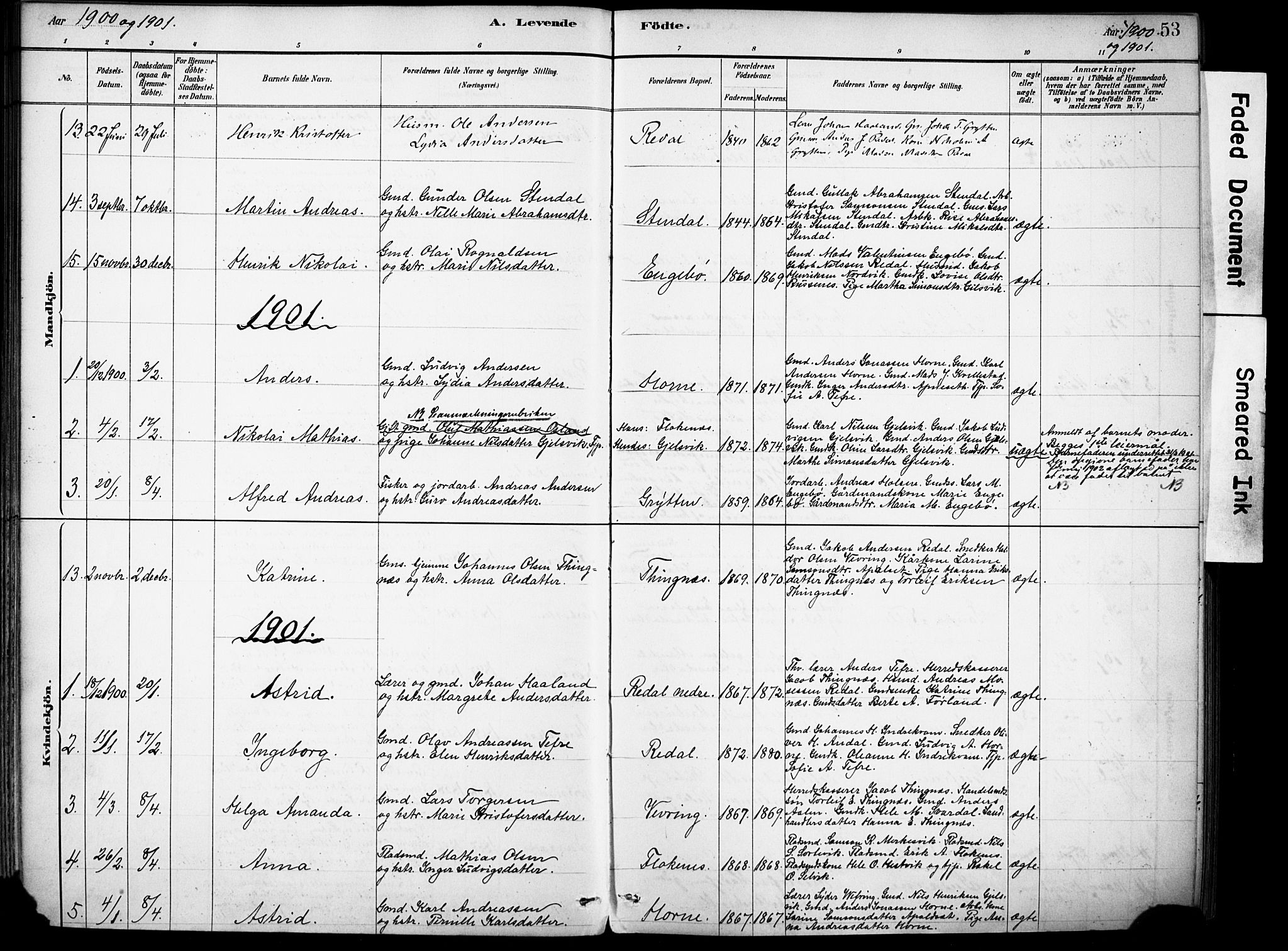 Førde sokneprestembete, AV/SAB-A-79901/H/Haa/Haae/L0001: Parish register (official) no. E 1, 1881-1911, p. 53