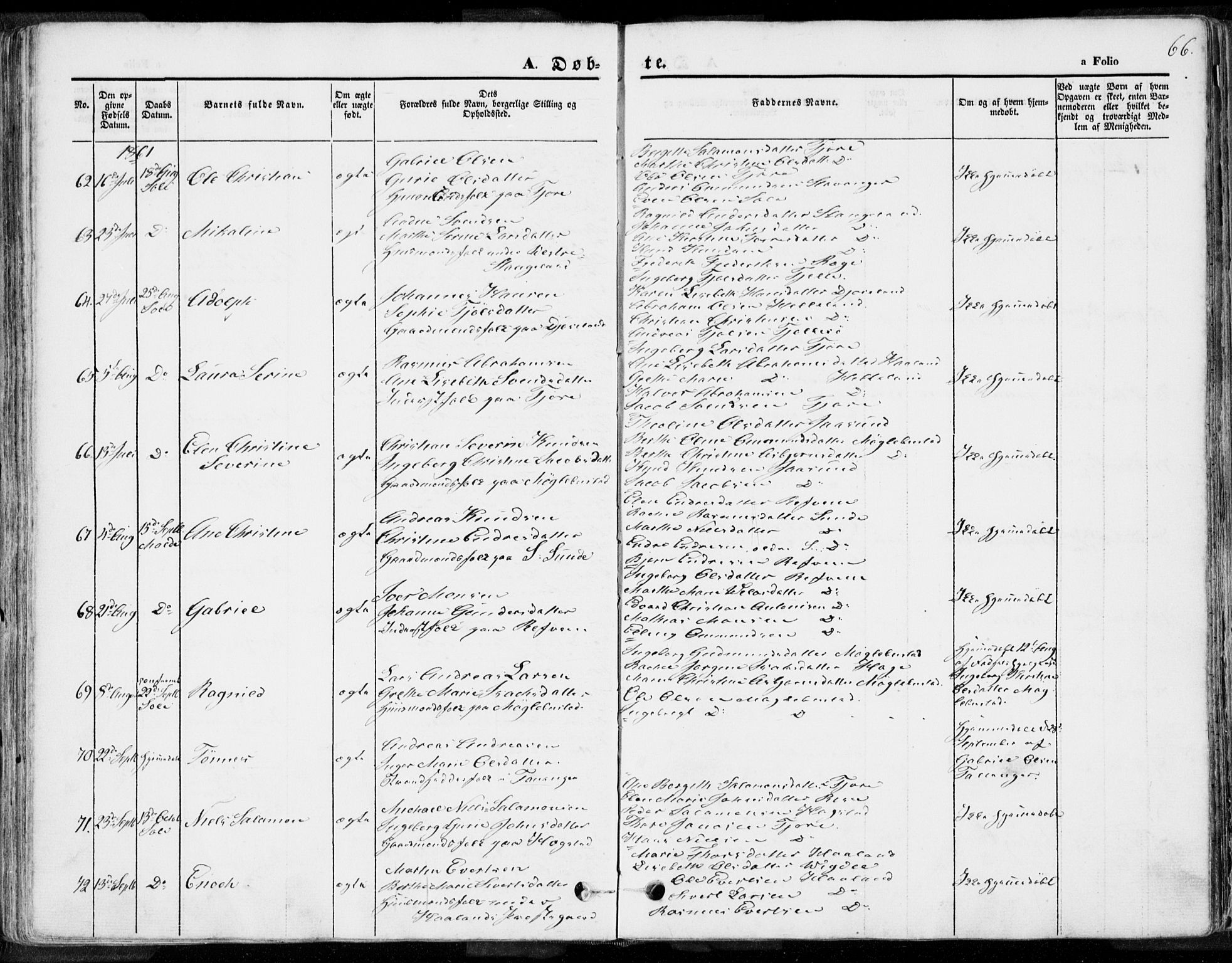 Håland sokneprestkontor, AV/SAST-A-101802/001/30BA/L0007: Parish register (official) no. A 7.1, 1854-1870, p. 66