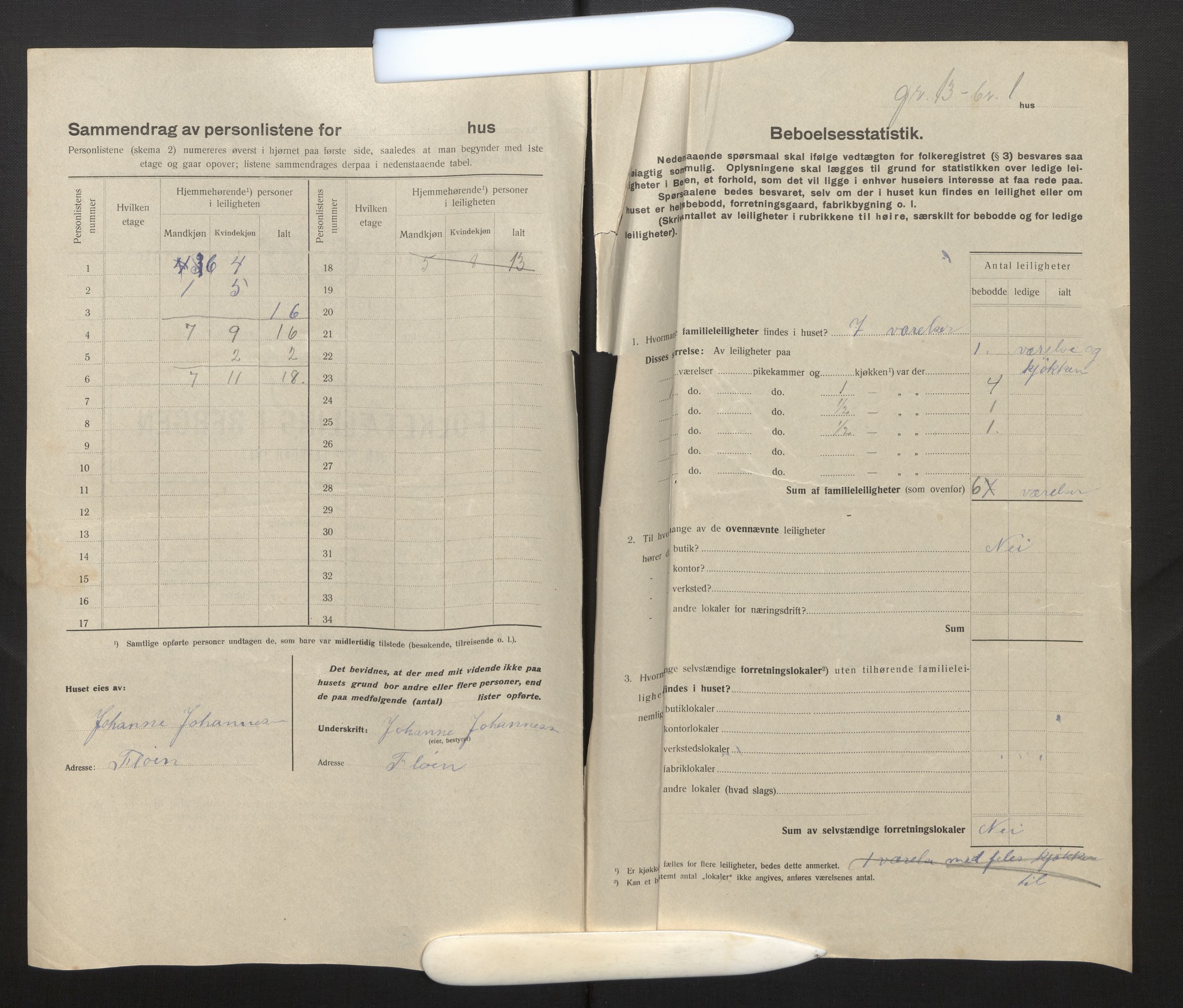 SAB, Municipal Census 1917 for Bergen, 1917, p. 52317