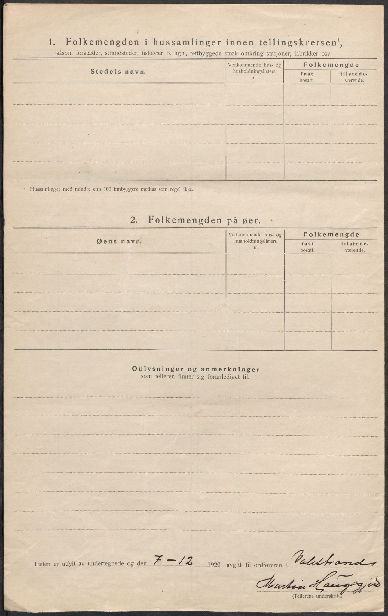 SAB, 1920 census for Valestrand, 1920, p. 9