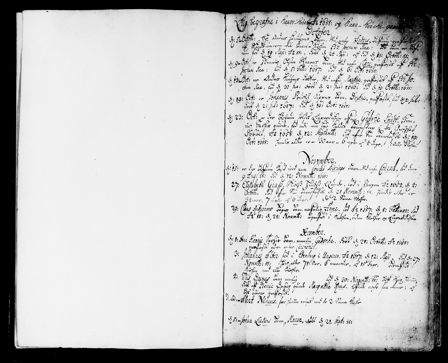 Korskirken sokneprestembete, AV/SAB-A-76101/H/Haa/L0010: Parish register (official) no. A 10, 1688-1703, p. 0-1