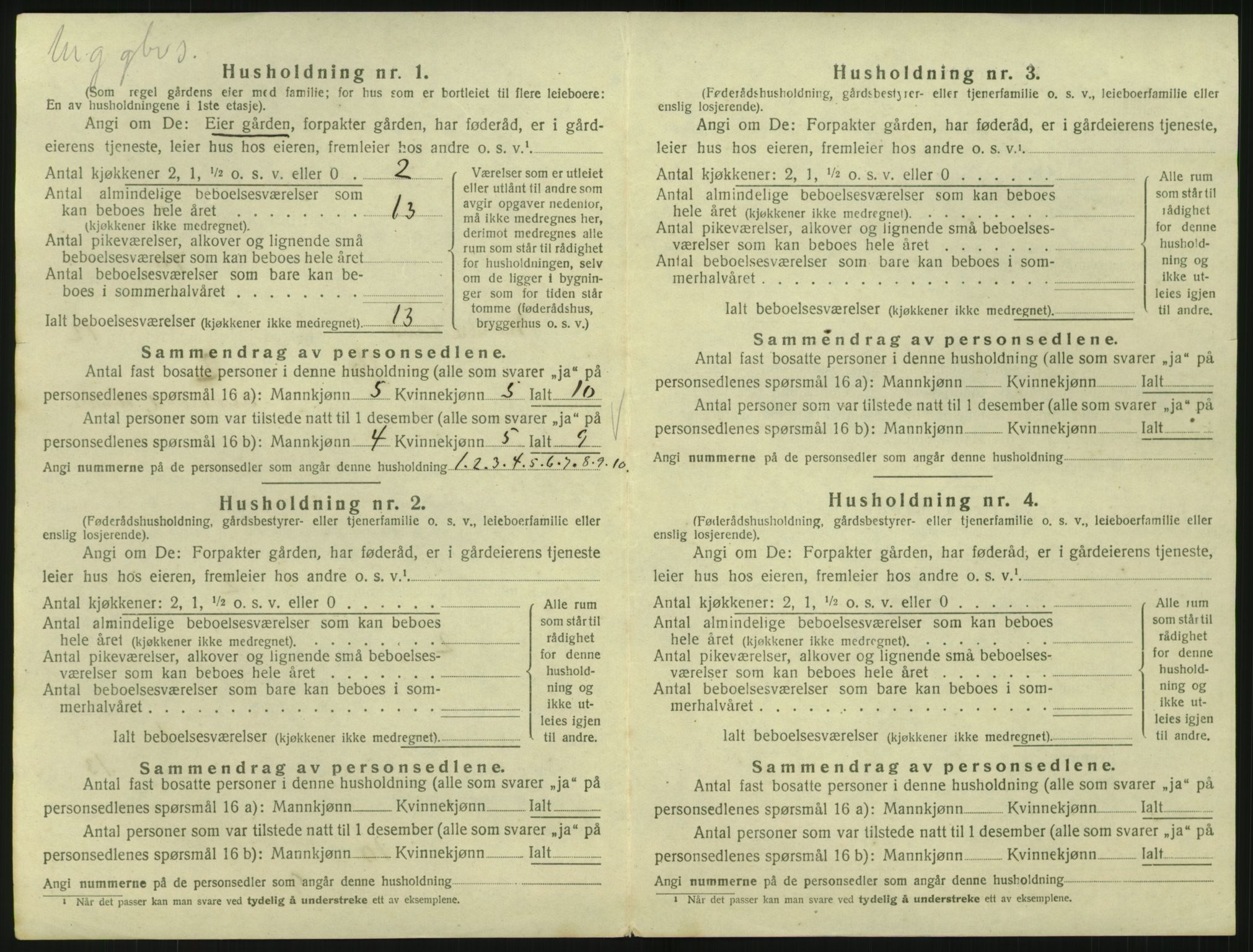 SAH, 1920 census for Nordre Land, 1920, p. 1111