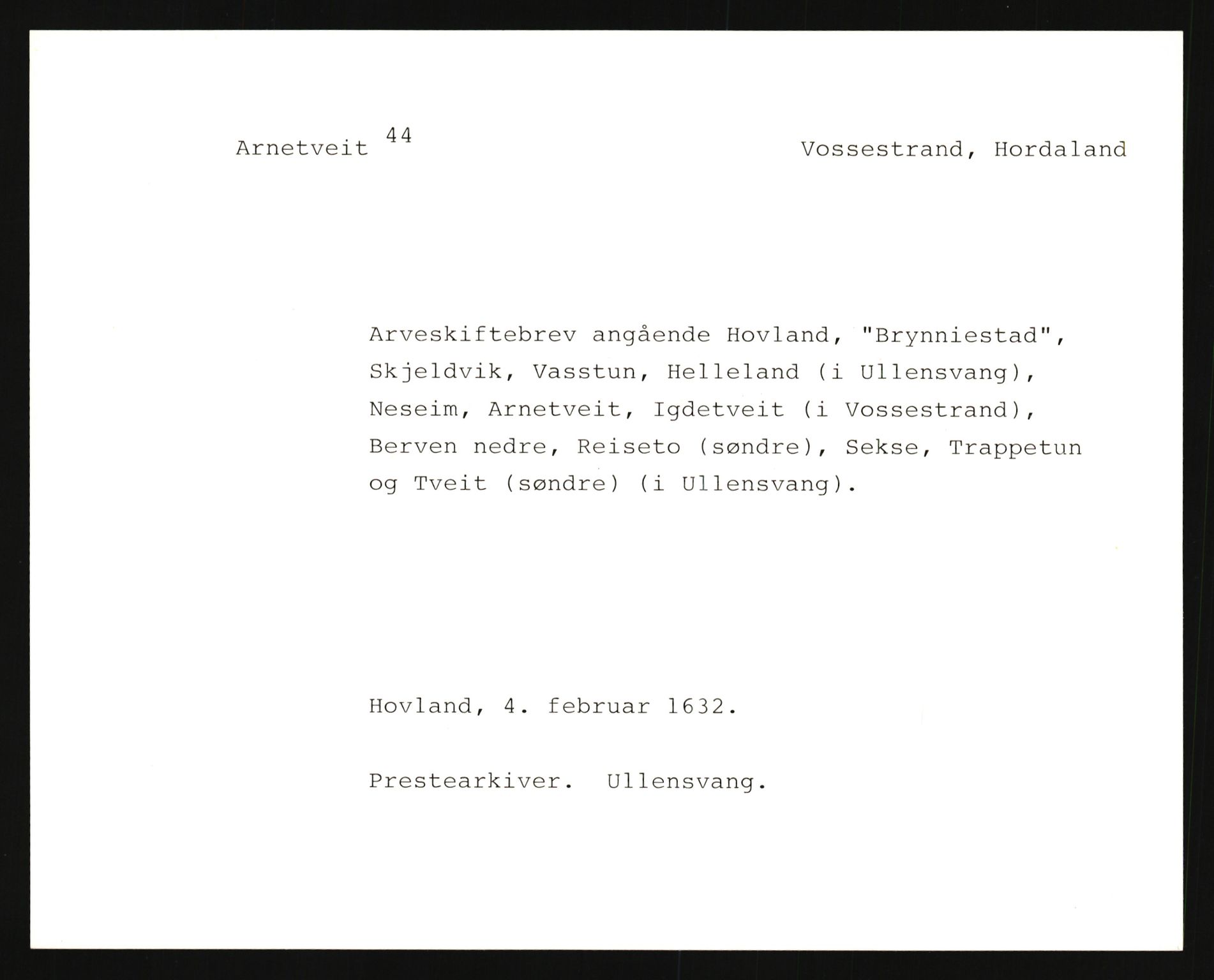 Riksarkivets diplomsamling, AV/RA-EA-5965/F35/F35e/L0029: Registreringssedler Hordaland 2, 1400-1700, p. 723