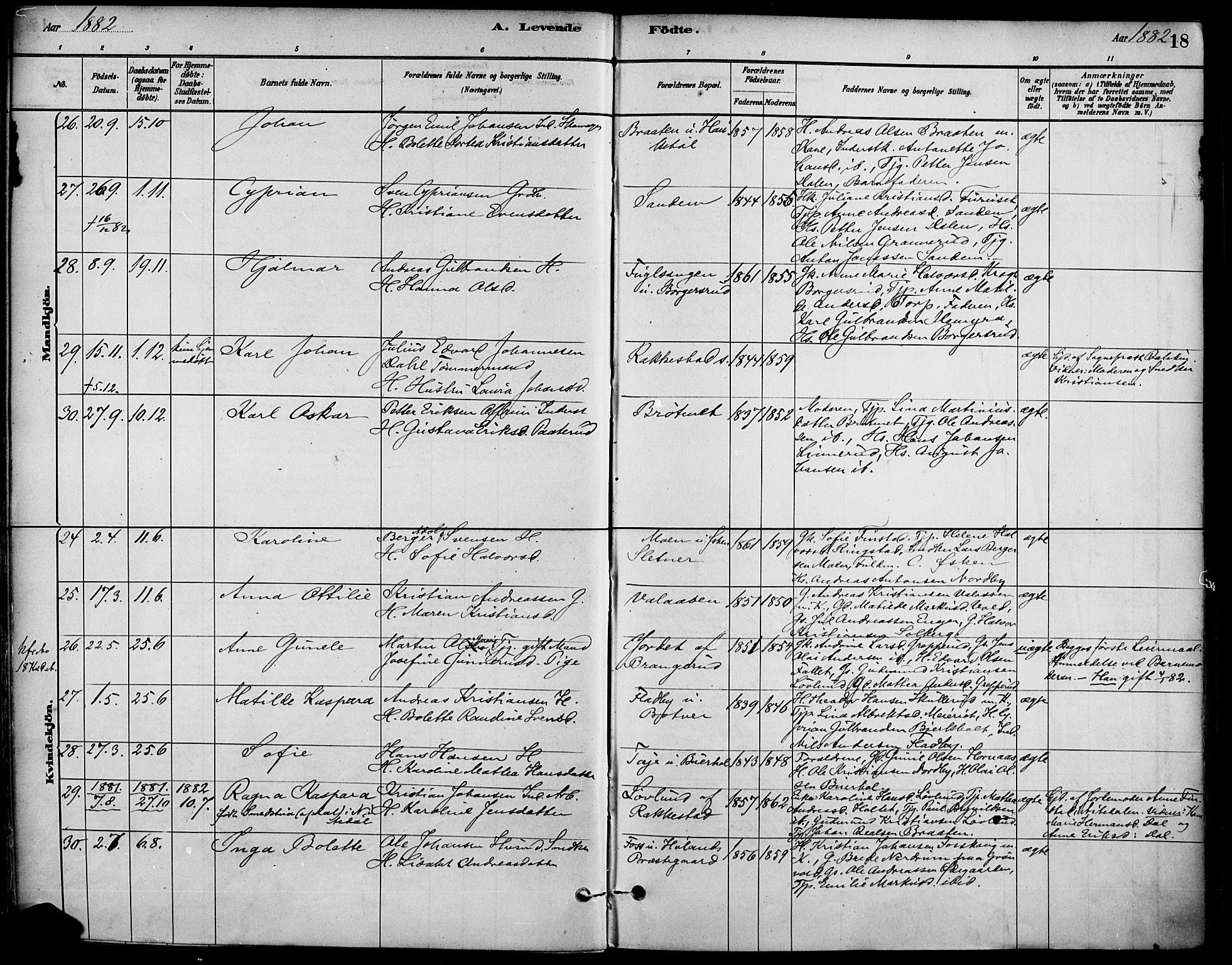 Høland prestekontor Kirkebøker, AV/SAO-A-10346a/F/Fa/L0013: Parish register (official) no. I 13, 1880-1897, p. 18