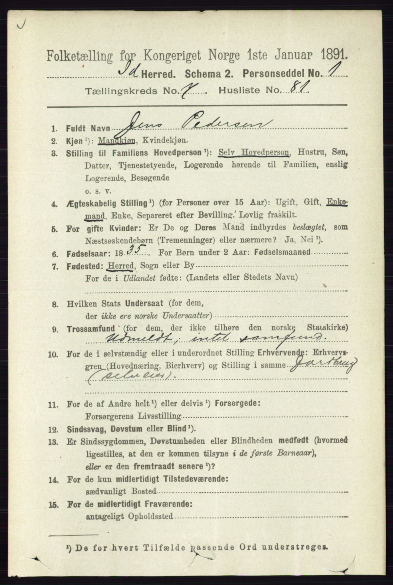 RA, 1891 census for 0117 Idd, 1891, p. 4661