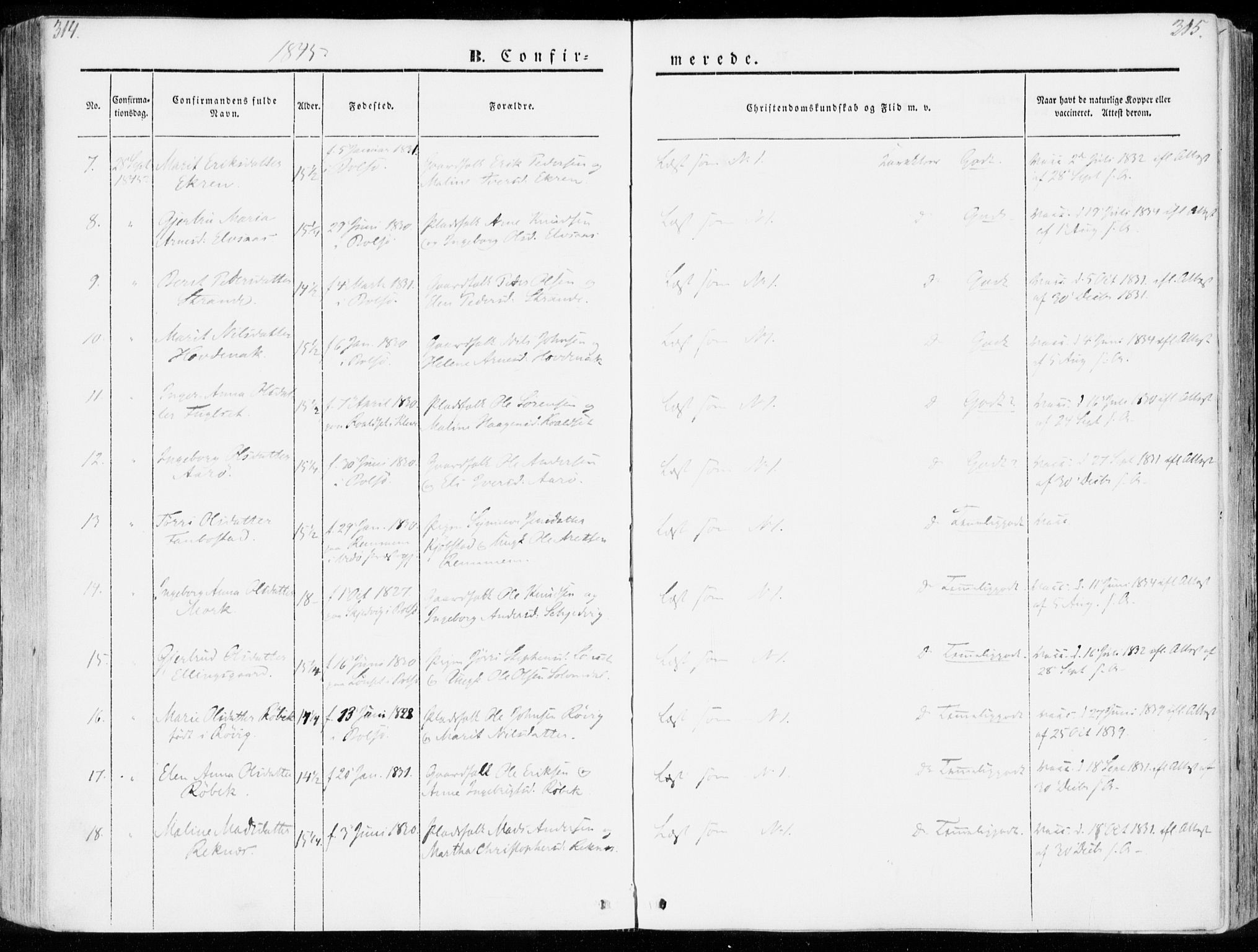 Ministerialprotokoller, klokkerbøker og fødselsregistre - Møre og Romsdal, AV/SAT-A-1454/555/L0653: Parish register (official) no. 555A04, 1843-1869, p. 314-315