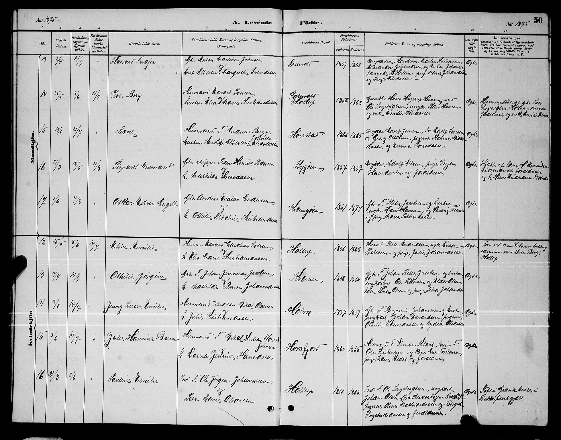 Ministerialprotokoller, klokkerbøker og fødselsregistre - Nordland, AV/SAT-A-1459/810/L0160: Parish register (copy) no. 810C03, 1884-1896, p. 50