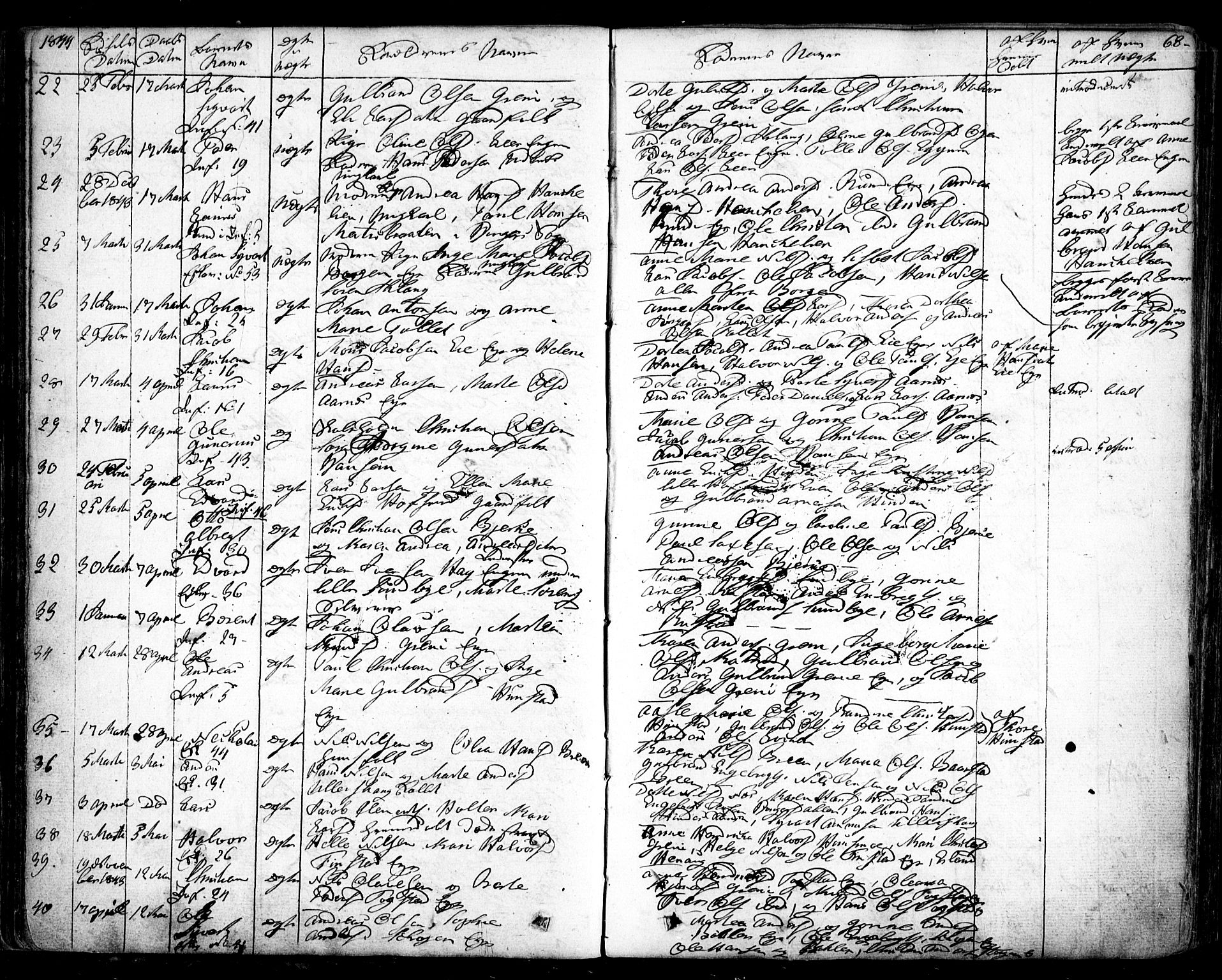 Nes prestekontor Kirkebøker, AV/SAO-A-10410/F/Fa/L0006: Parish register (official) no. I 6, 1833-1845, p. 68