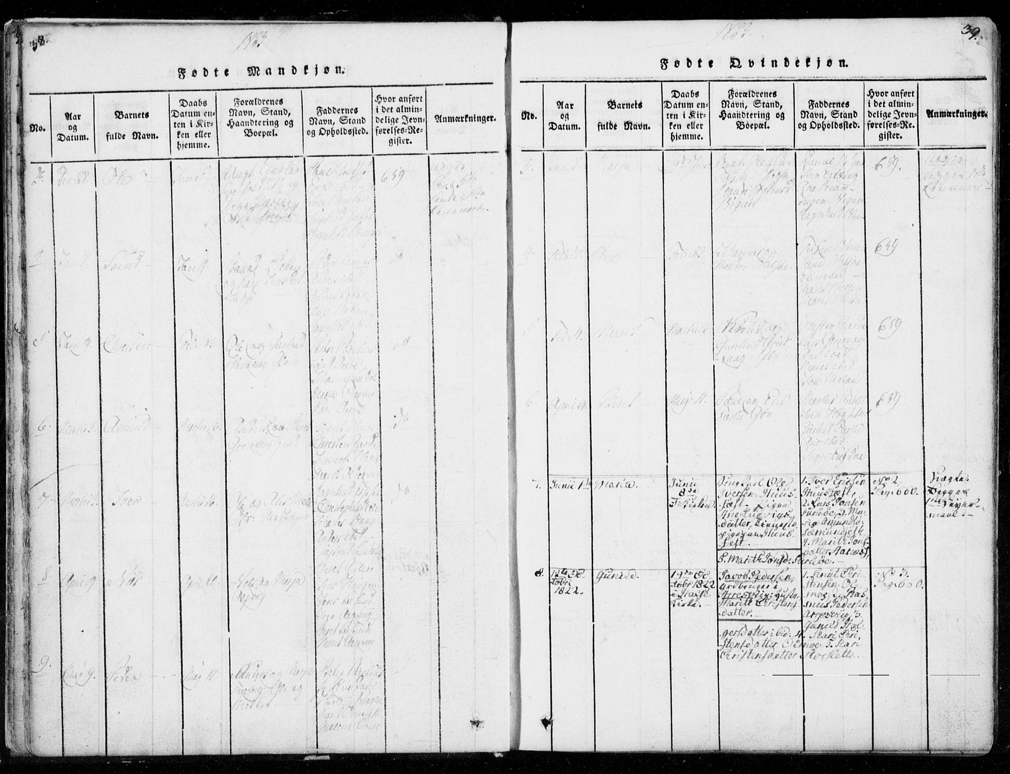 Ministerialprotokoller, klokkerbøker og fødselsregistre - Møre og Romsdal, AV/SAT-A-1454/578/L0903: Parish register (official) no. 578A02, 1819-1838, p. 38-39