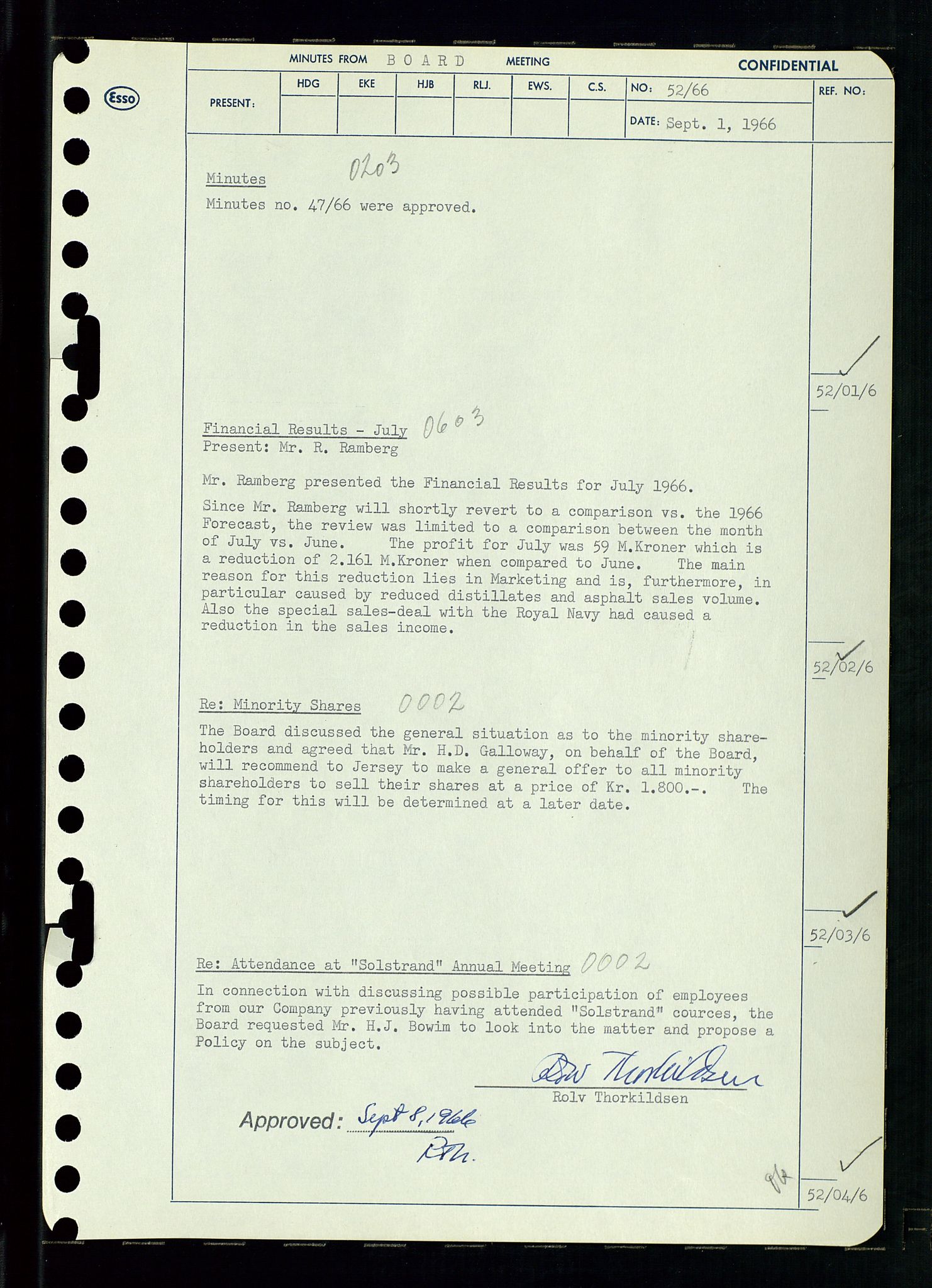 Pa 0982 - Esso Norge A/S, AV/SAST-A-100448/A/Aa/L0002/0002: Den administrerende direksjon Board minutes (styrereferater) / Den administrerende direksjon Board minutes (styrereferater), 1966, p. 109