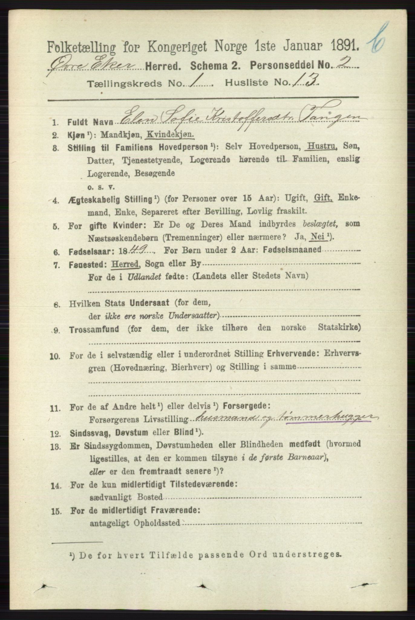 RA, 1891 census for 0624 Øvre Eiker, 1891, p. 7890