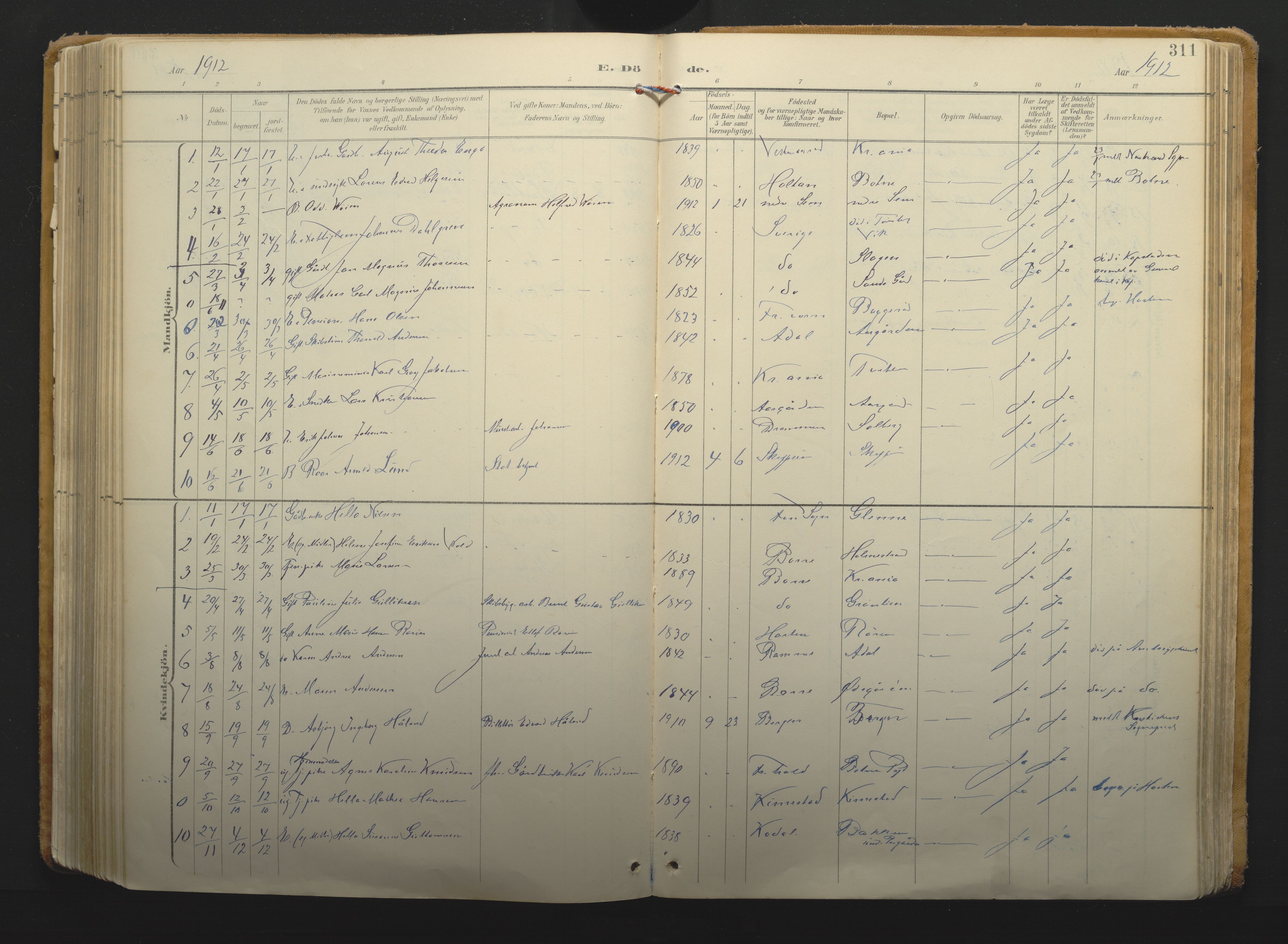 Borre kirkebøker, AV/SAKO-A-338/F/Fa/L0011: Parish register (official) no. I 11, 1897-1921, p. 311