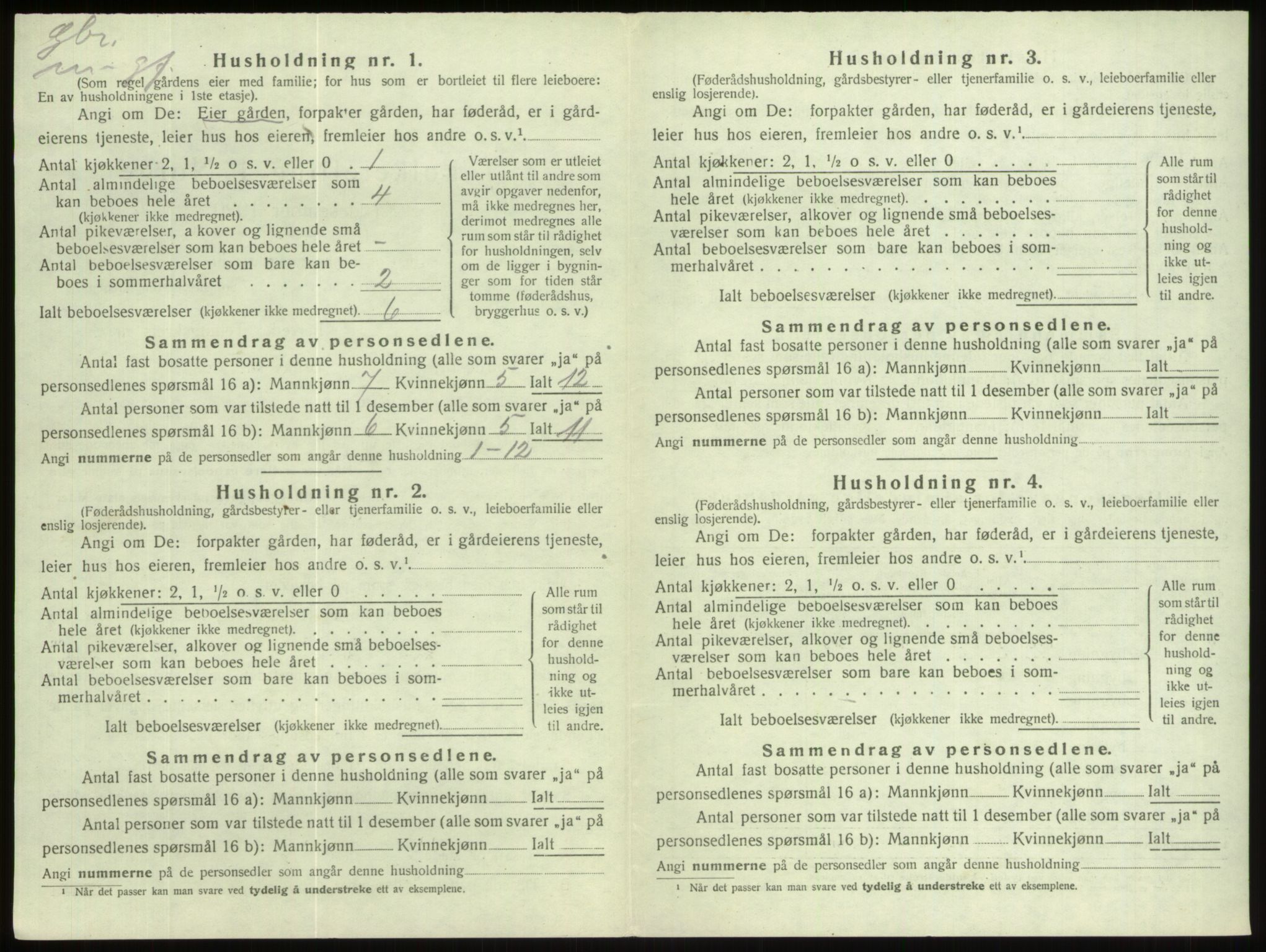 SAB, 1920 census for Gloppen, 1920, p. 838